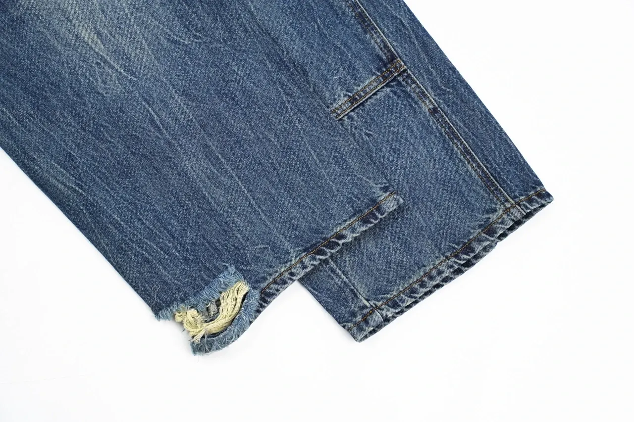 Louis Vuitton Blue Turquoise Button Washed Cargo Denim Pants product photo from LabelPicks