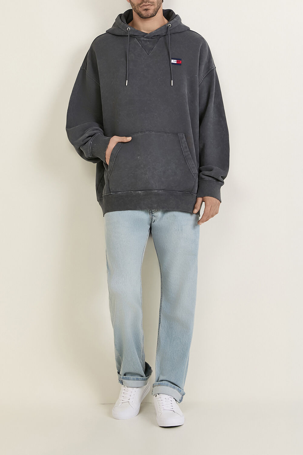 TOMMY HILFIGER סווטשירט קפוצ'ון אוברסייז
