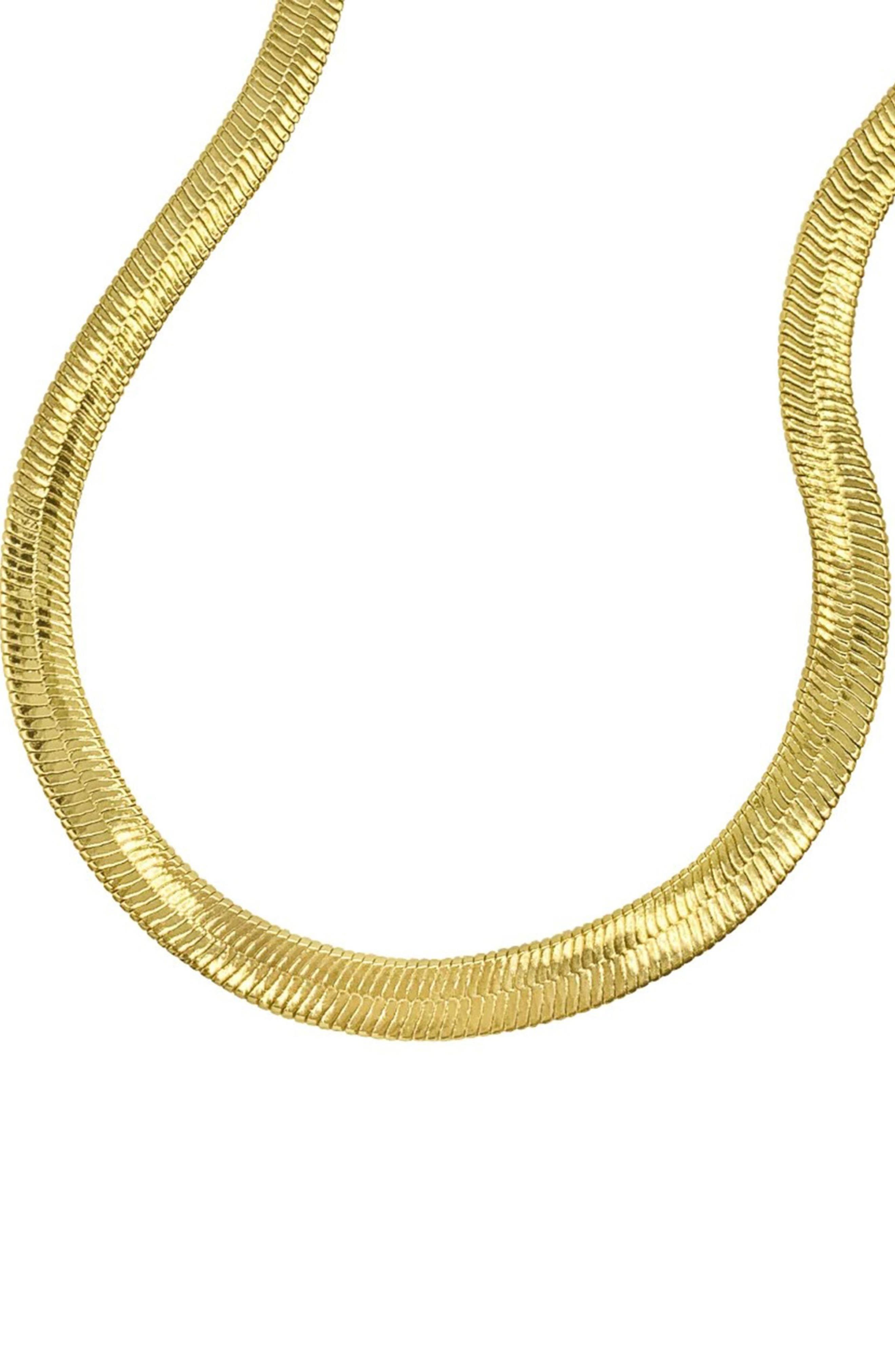 Adornia Water Resistant Herringbone Chain Necklace