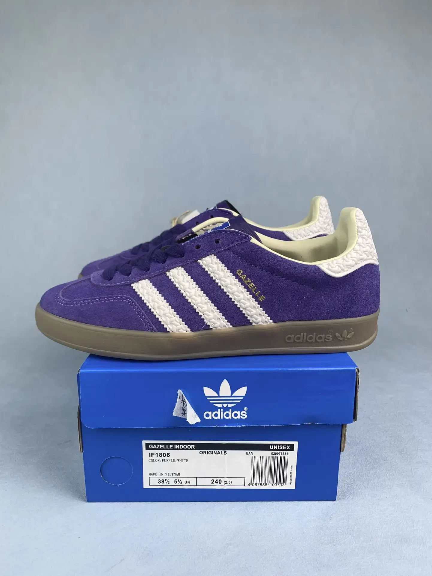 adidas Gazelle Indoor Purple Core White Shoes product photo from LabelPicks