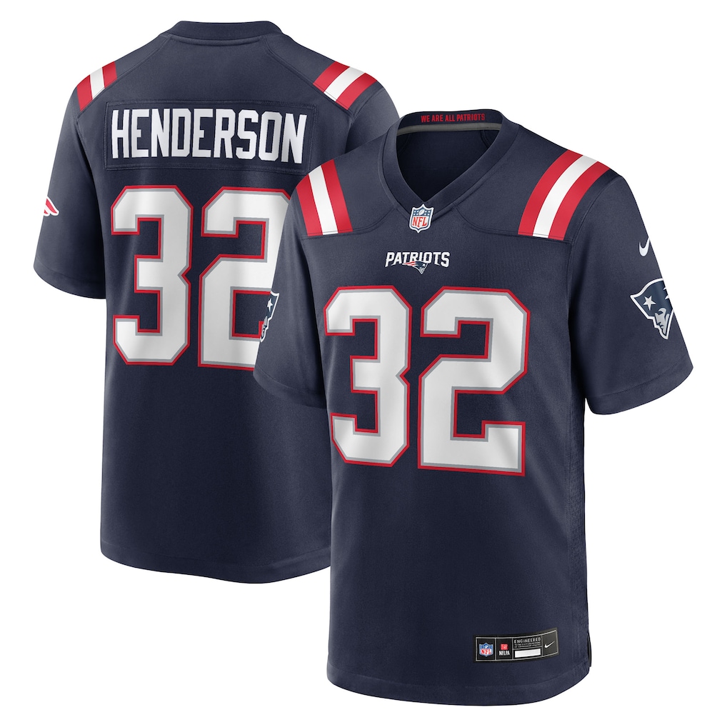 TreVeyon Henderson New England Patriots Nike 2025 NFL Draft Game Jersey - Navy