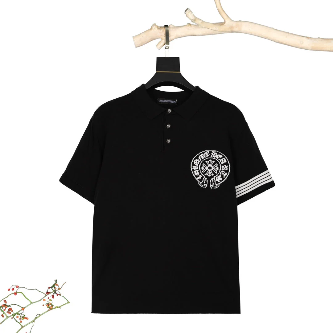 High-end knit lapel short sleeve shirt