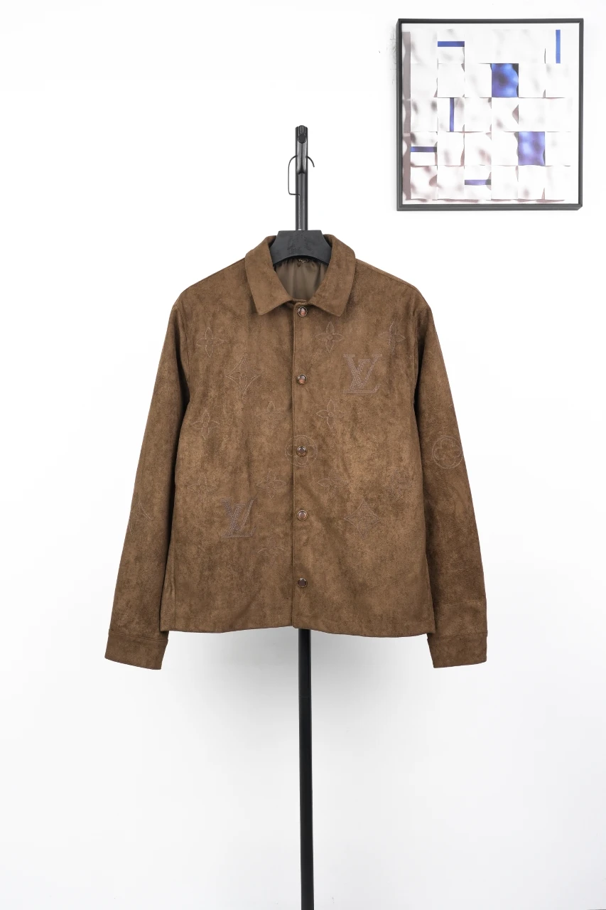 Louis Vuitton Camel Brown Suede Feel Padded Shirt Jacket product photo from LabelPicks