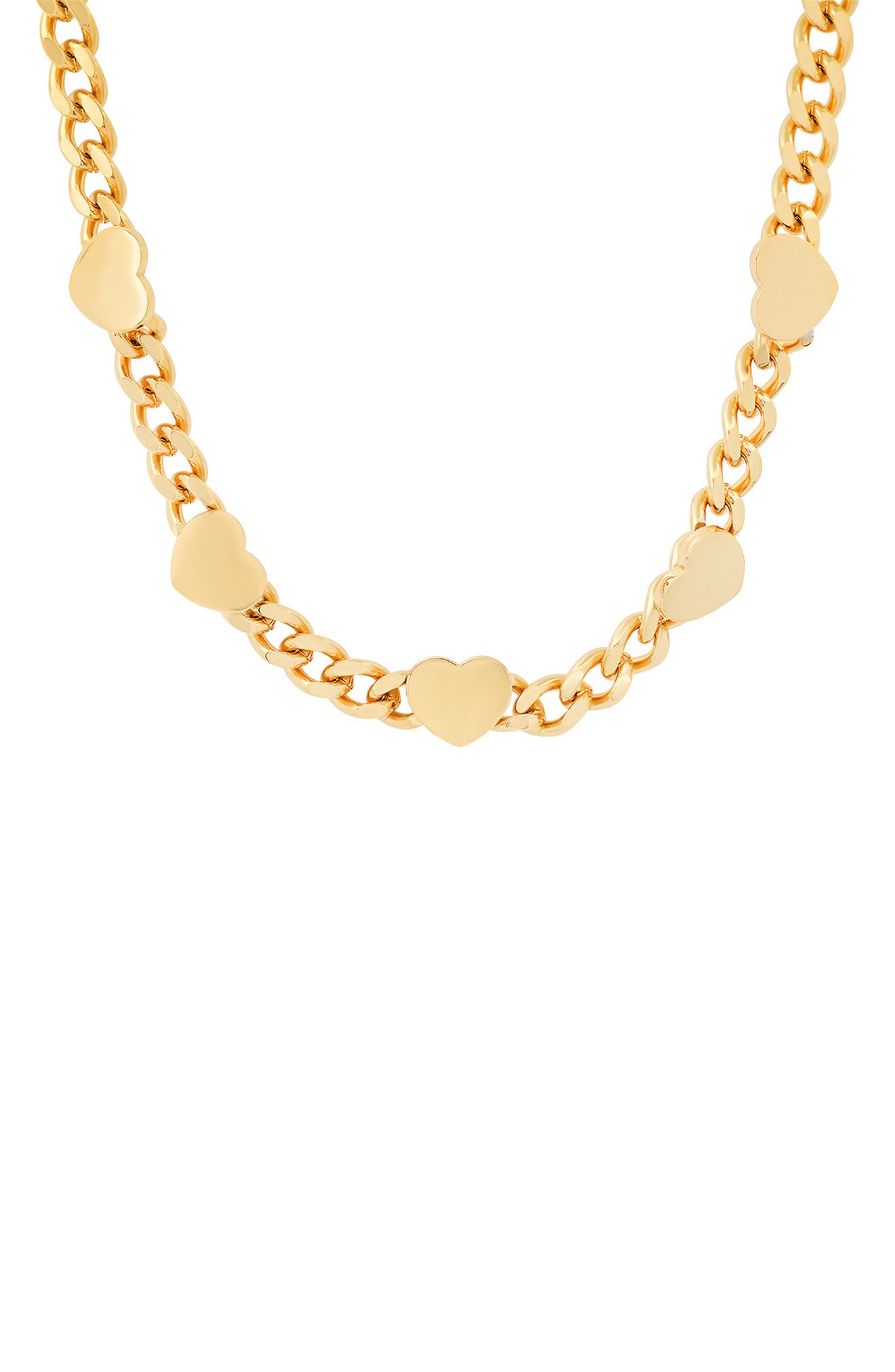 HMY JEWELRY 18K Gold Plated Stainless Steel Heart Chain Necklace