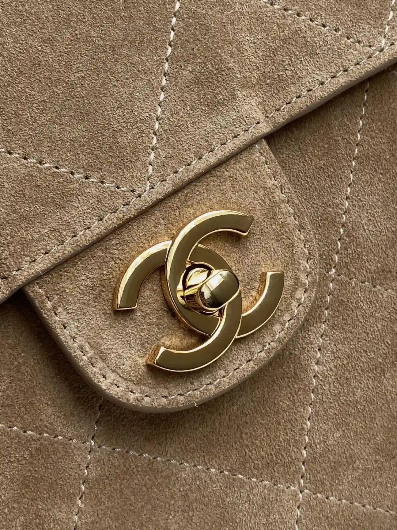 Chanel Beige Classic Flap Suede Leather Shoulder Bag product photo from LabelPicks