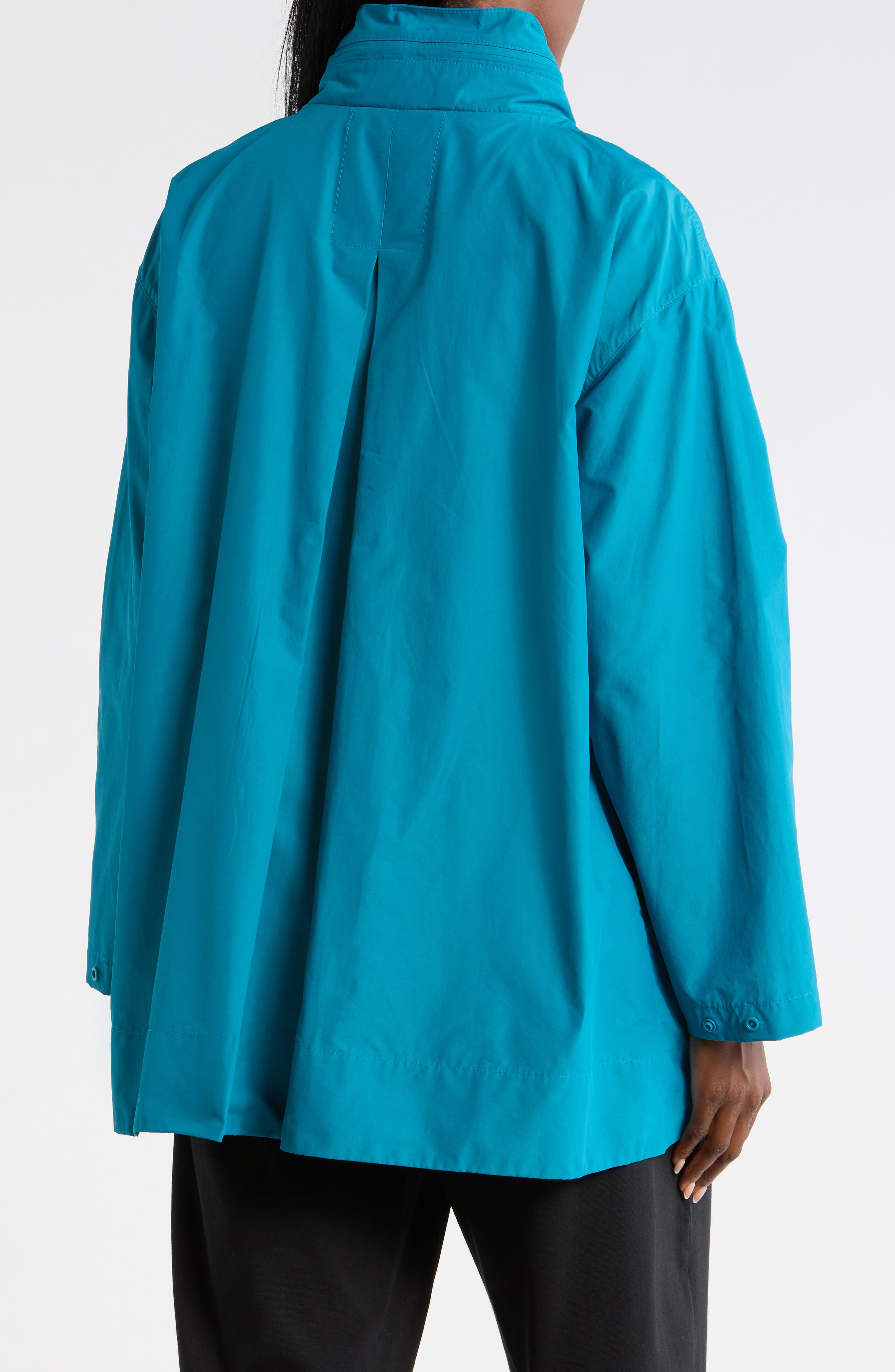 Eileen Fisher Organic Cotton Blend Hooded Longline Coat