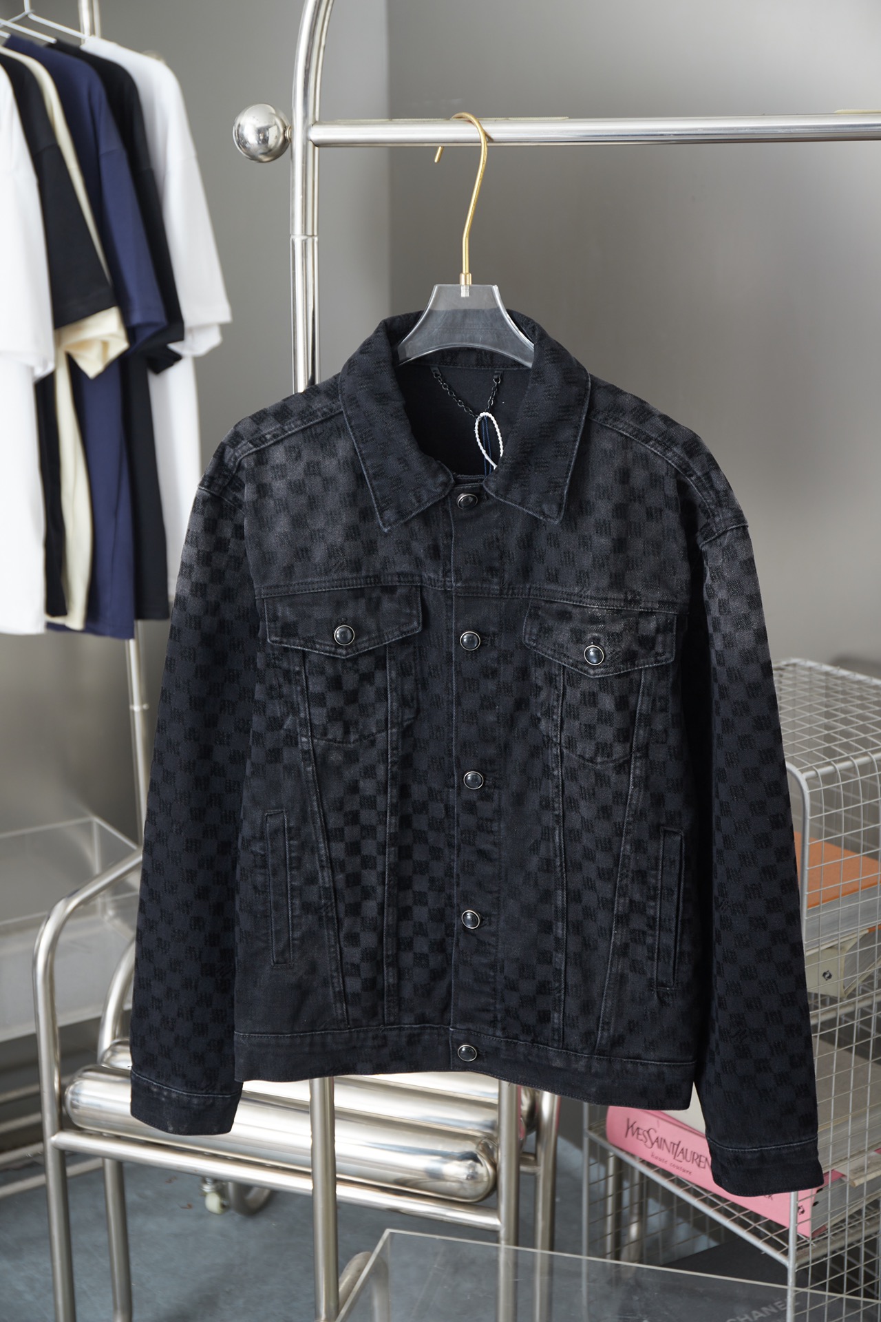Plaid Print Long Sleeved Denim Jackets
