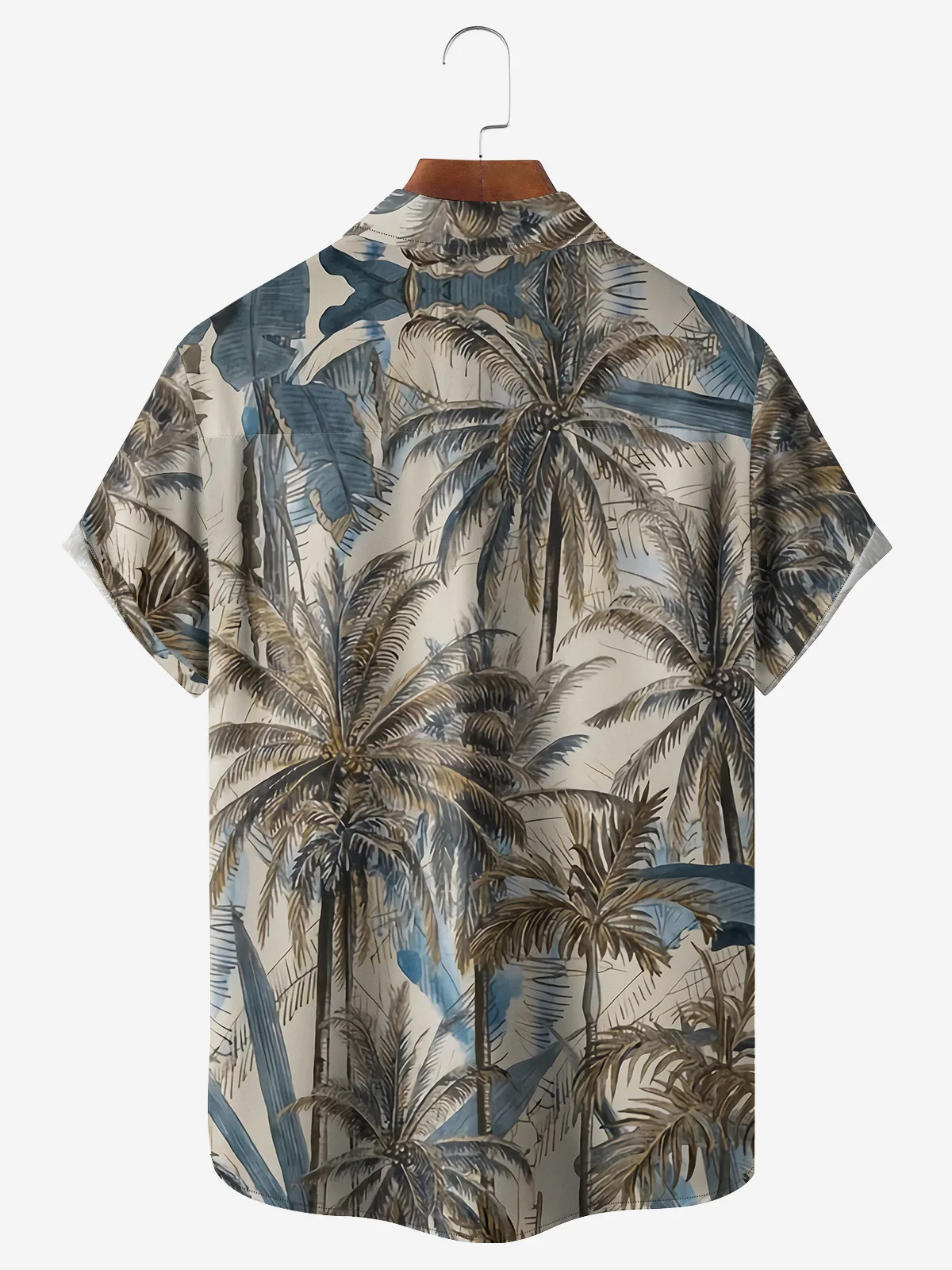 Mens Hawaiian Coconut Print Lapel Chest Pocket Short Sleeve Funky Aloha Shirt
