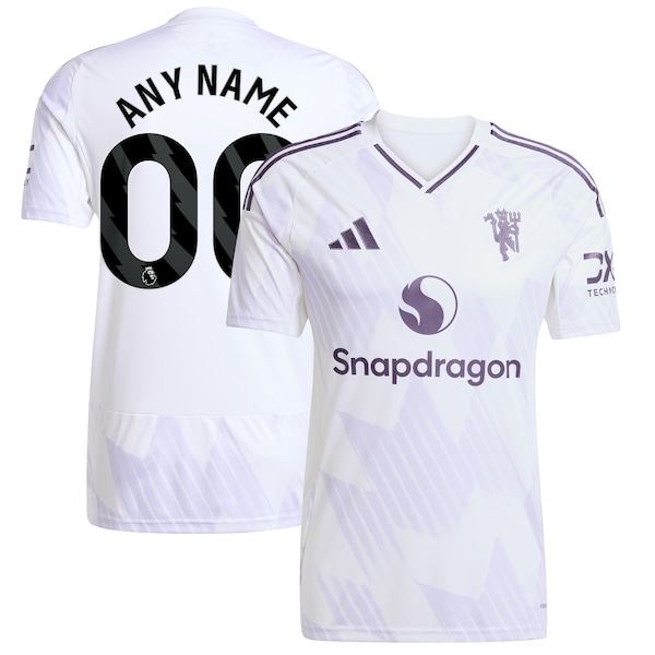 Manchester United adidas 2025/26 Away Replica Custom Jersey - White/Red/Black