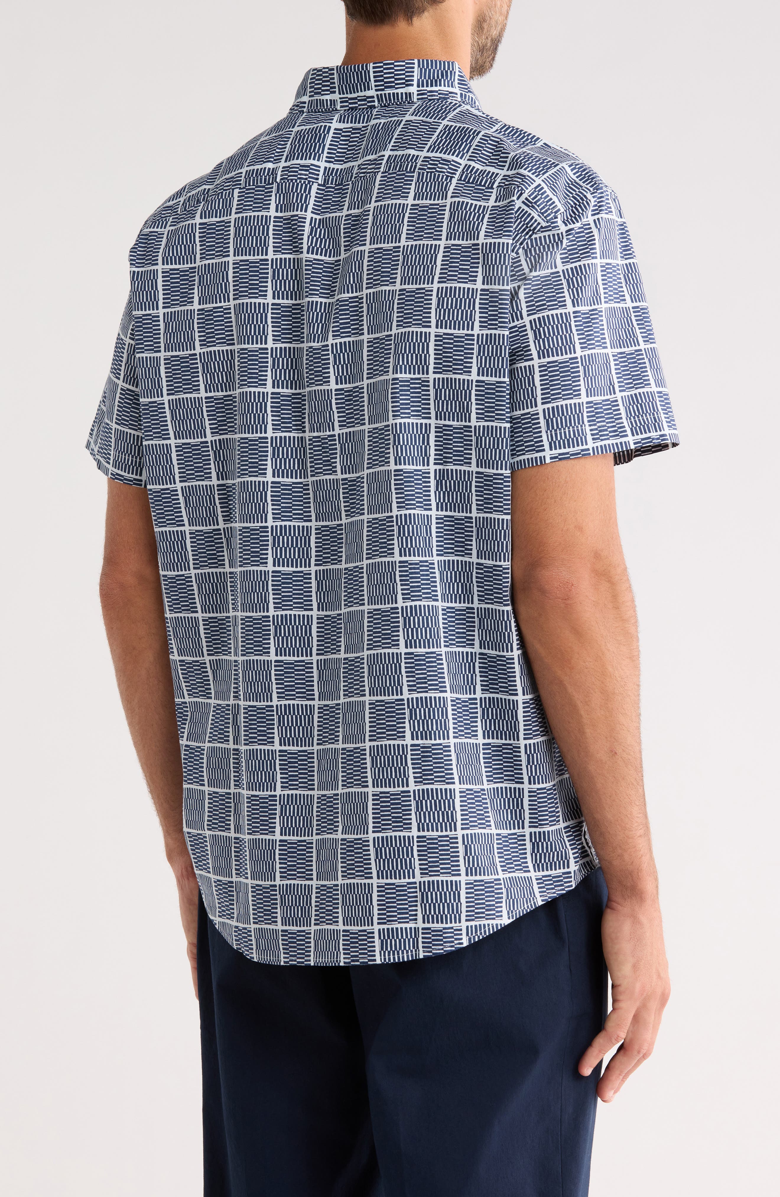 Original Penguin Tiles Print Stretch Cotton Button-Down Shirt