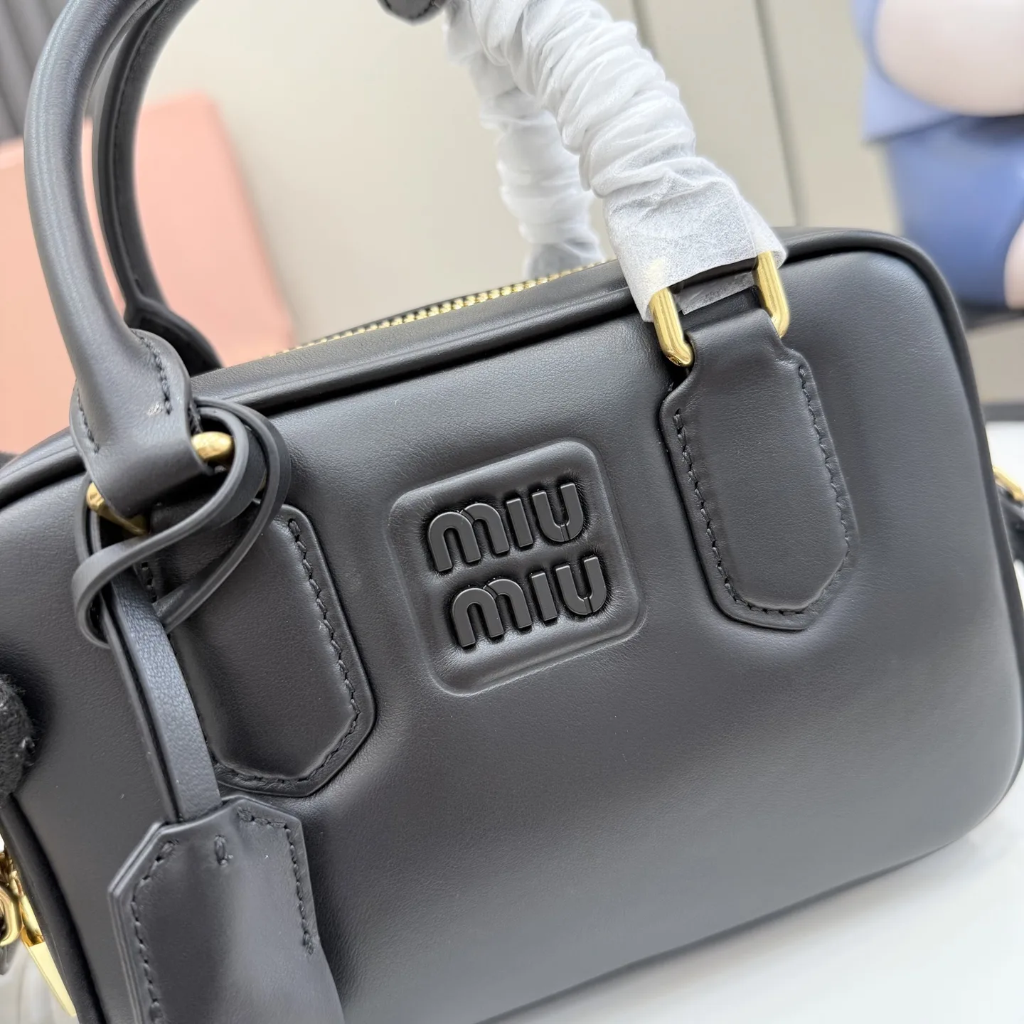 Miu Miu Matelasse Black Calfskin Top Handle Bag product photo from LabelPicks