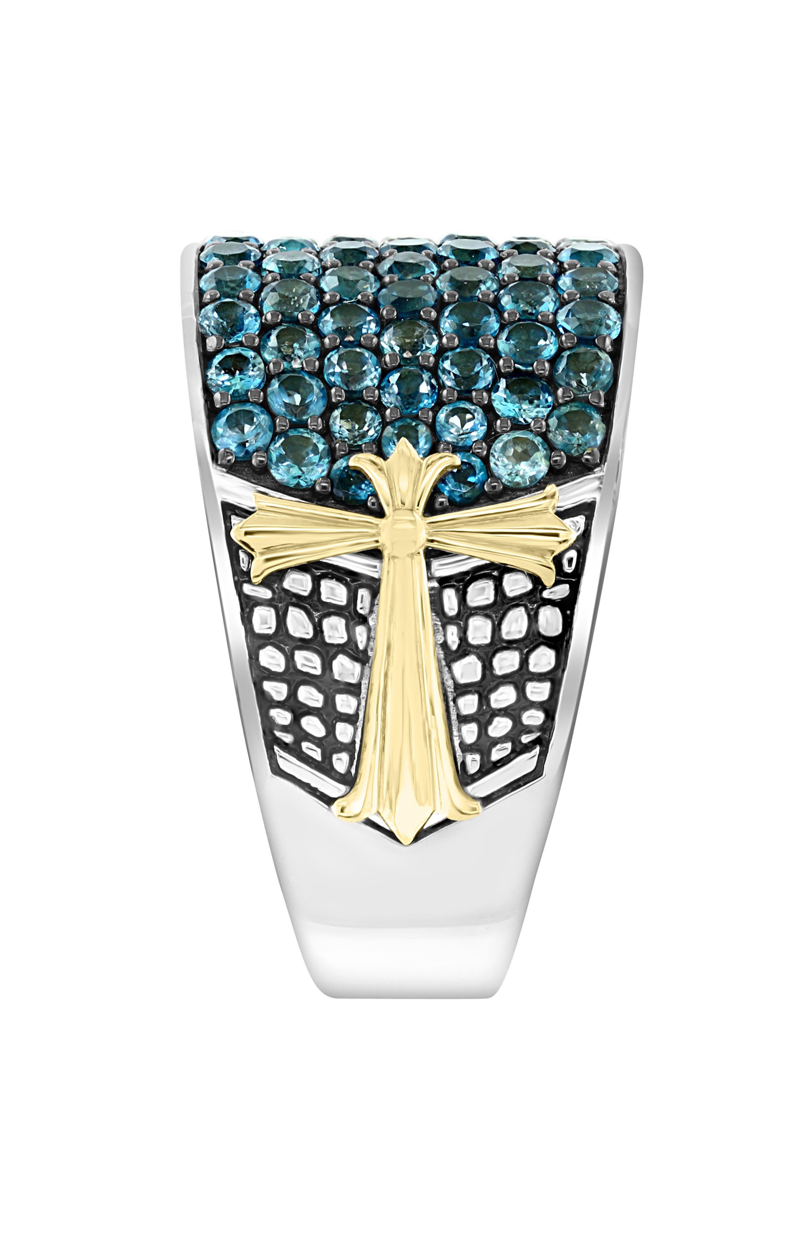 EFFY Two Tone London BLue Topaz Wide Band Ring