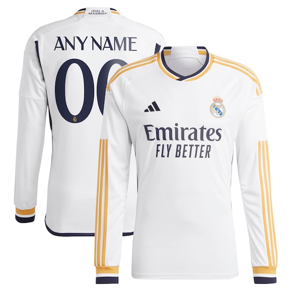 Los Merengues adidas 2023/24 Home Replica Custom Long Sleeve Jersey - White