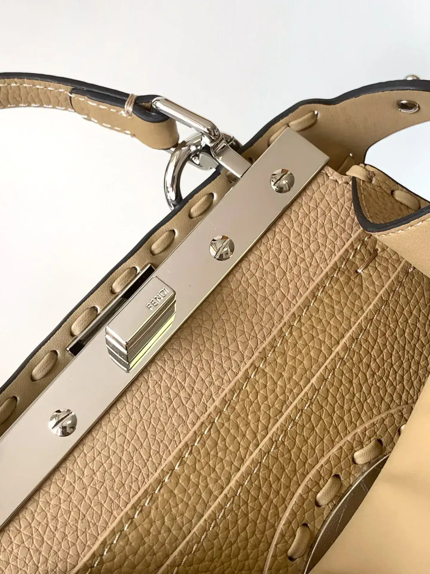 Fendi Peekaboo Beige Calfskin Top Handle Bag product photo from LabelPicks