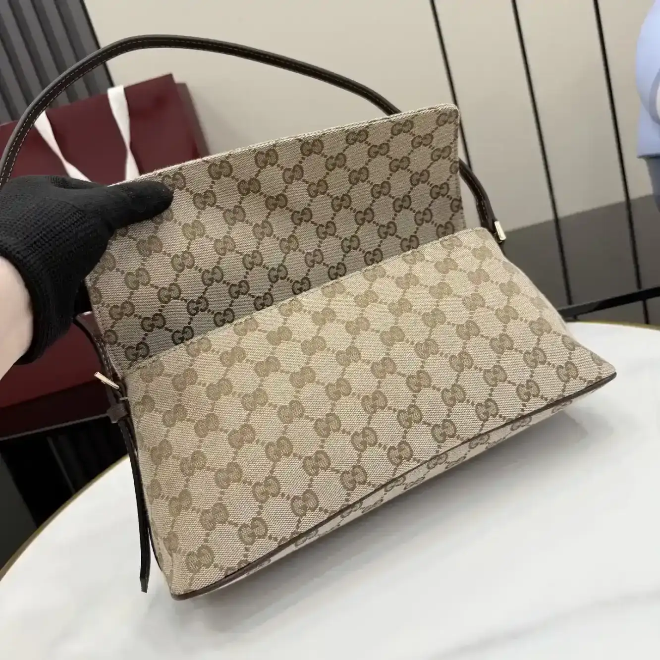 Gucci Brown Generation Canvas and Leather Shoulder Bag product photo from LabelPicks