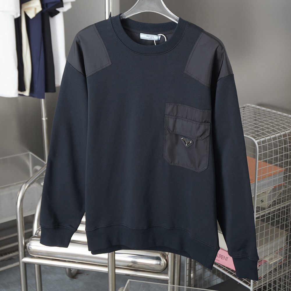 Spliced Pocket Long Sleeve Sweatshirt
