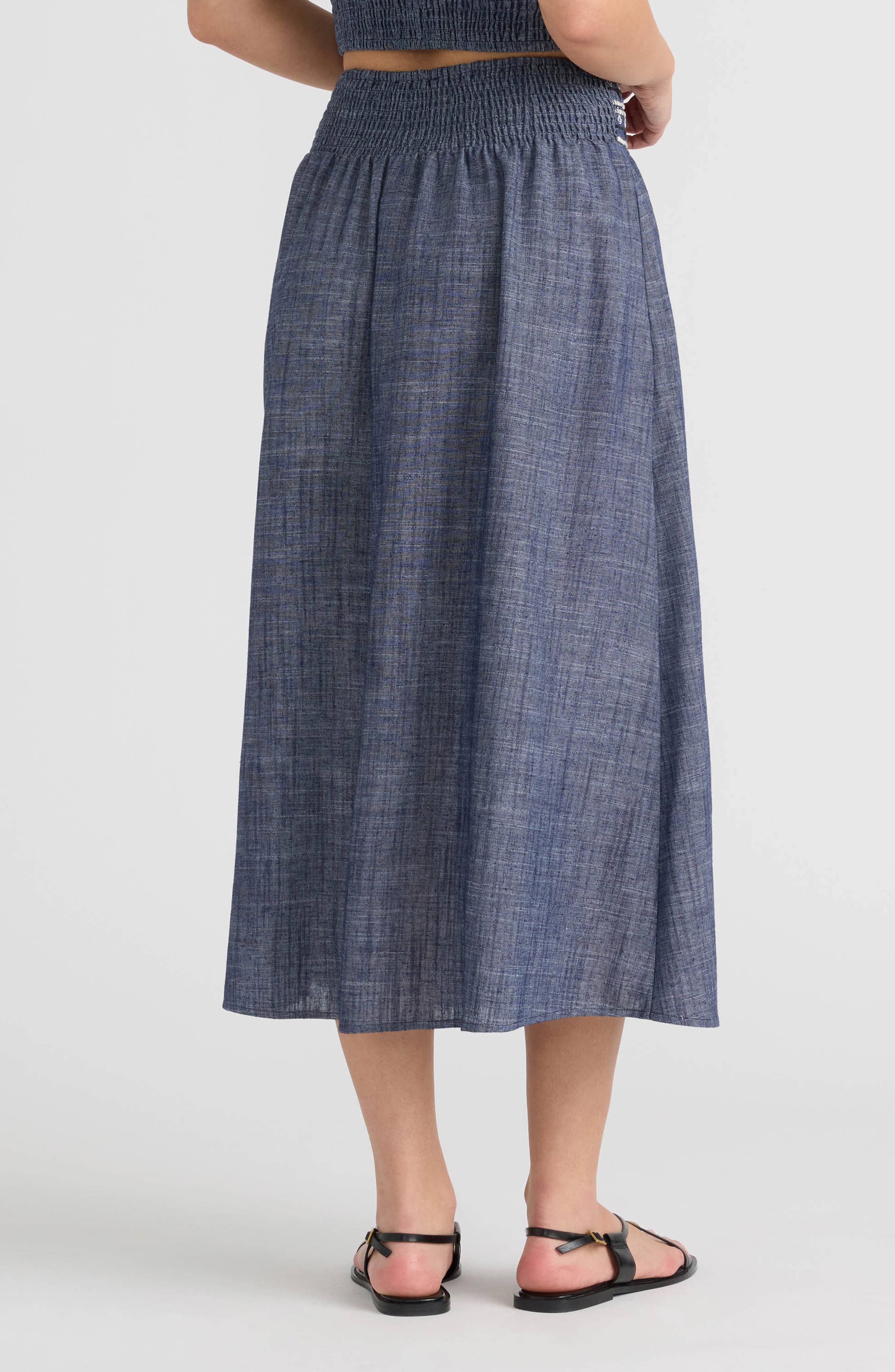 NVLT Embroidered A-Line Midi Skirt