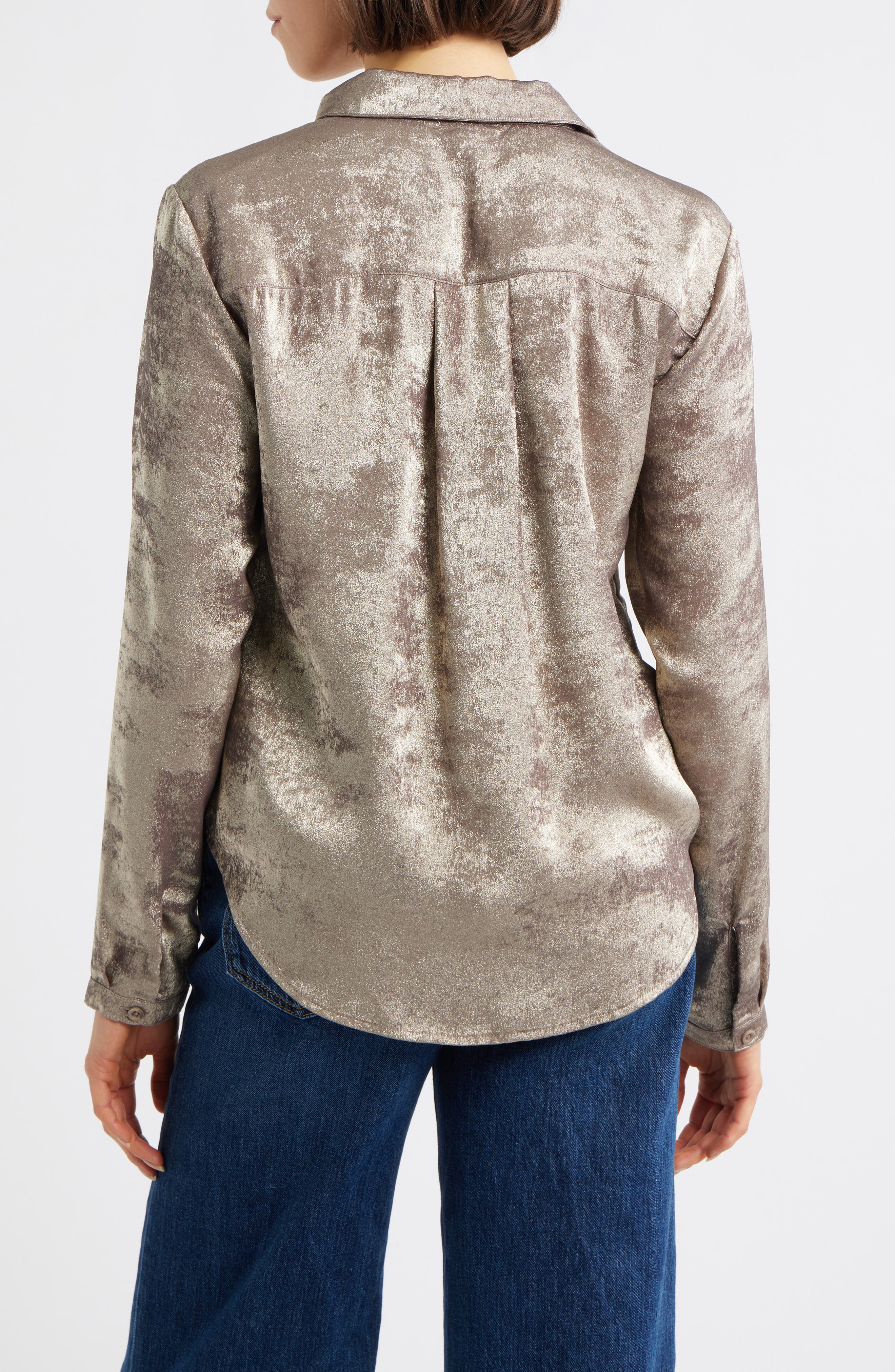 Cloth & Stone Hidden Placket Velvet Button-Up Blouse
