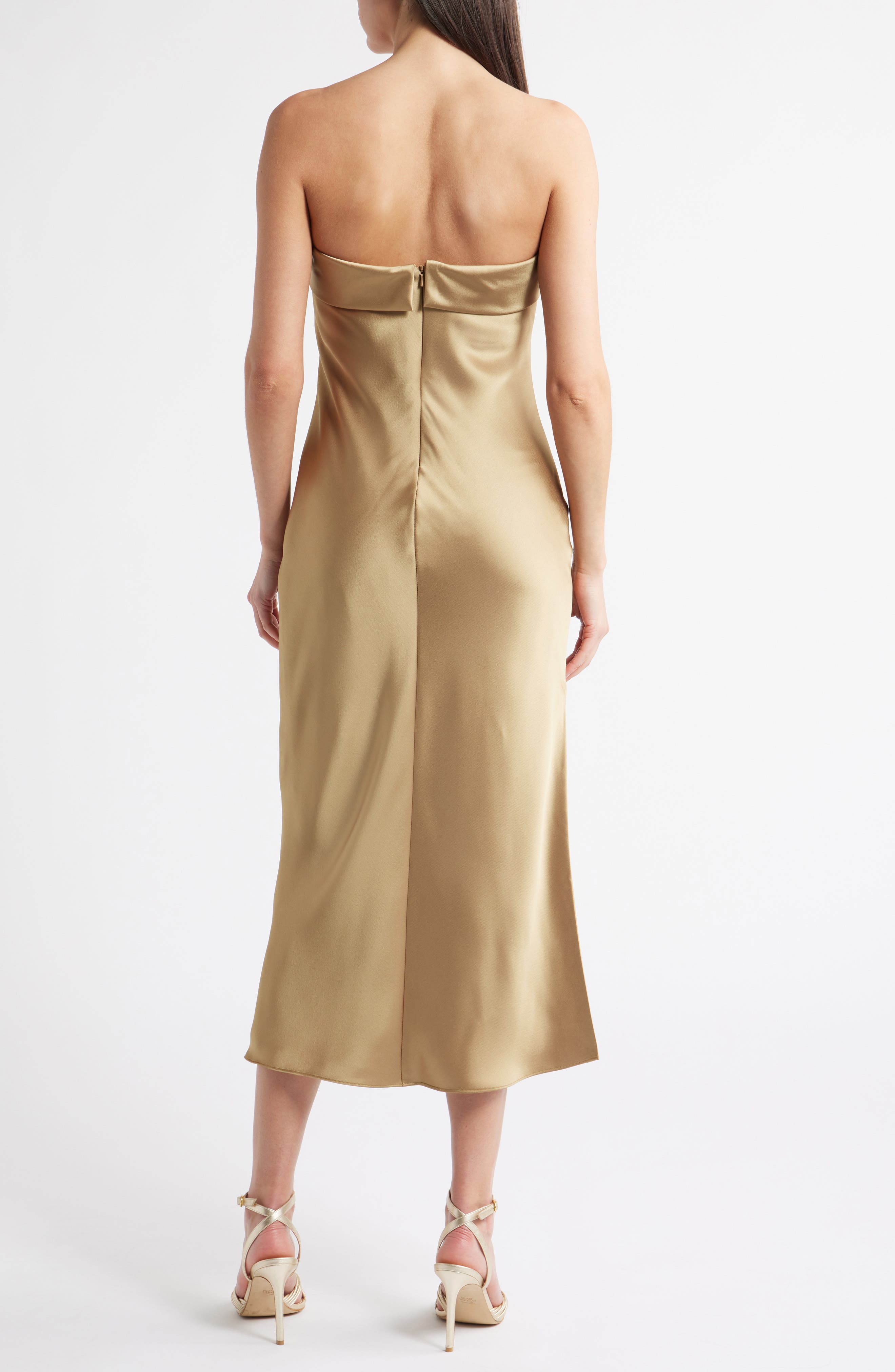 Amsale Faye Strapless Satin Cocktail Dress