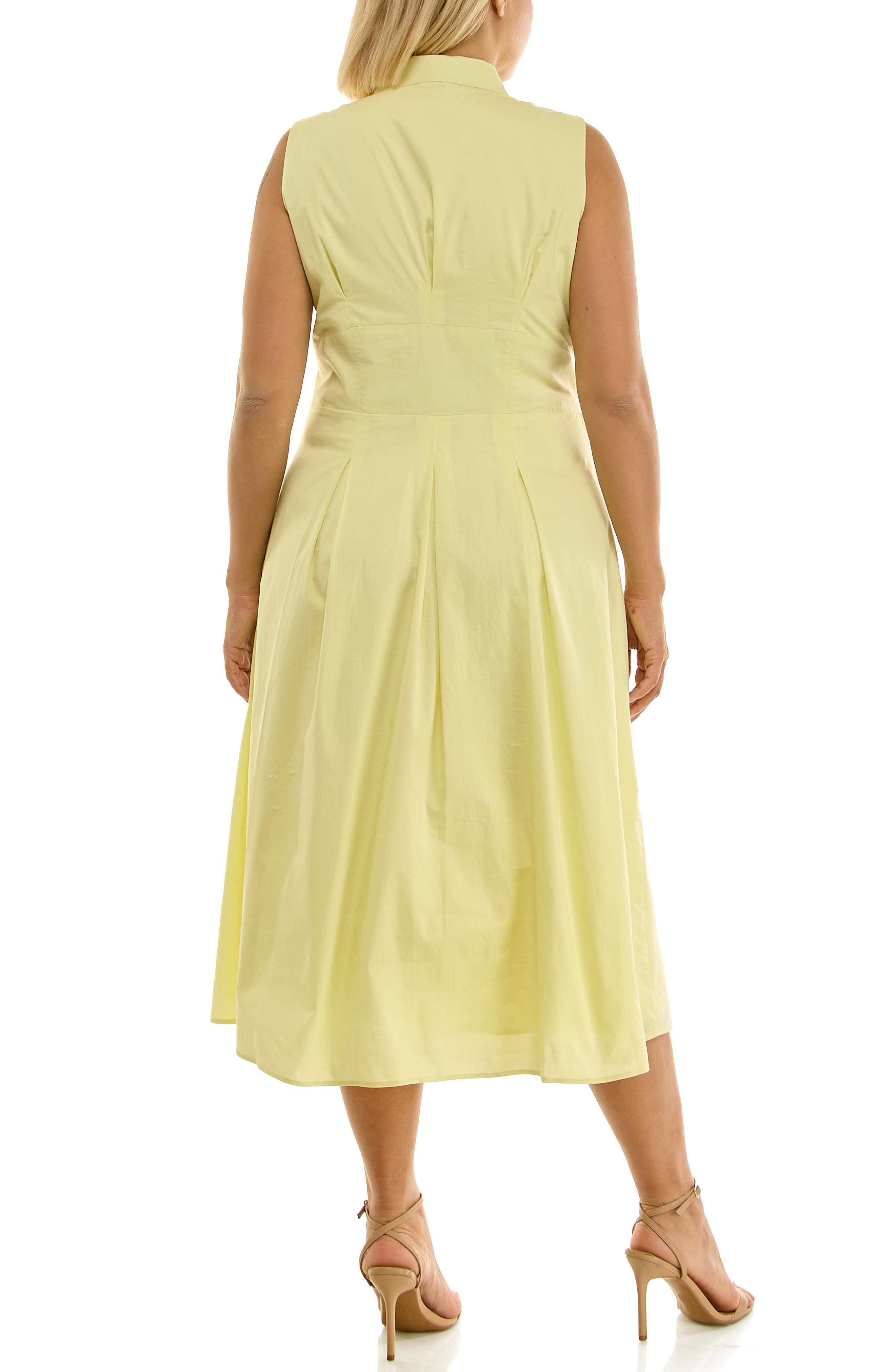 Nicole Miller Sleeveless Poplin Midi Shirtdress