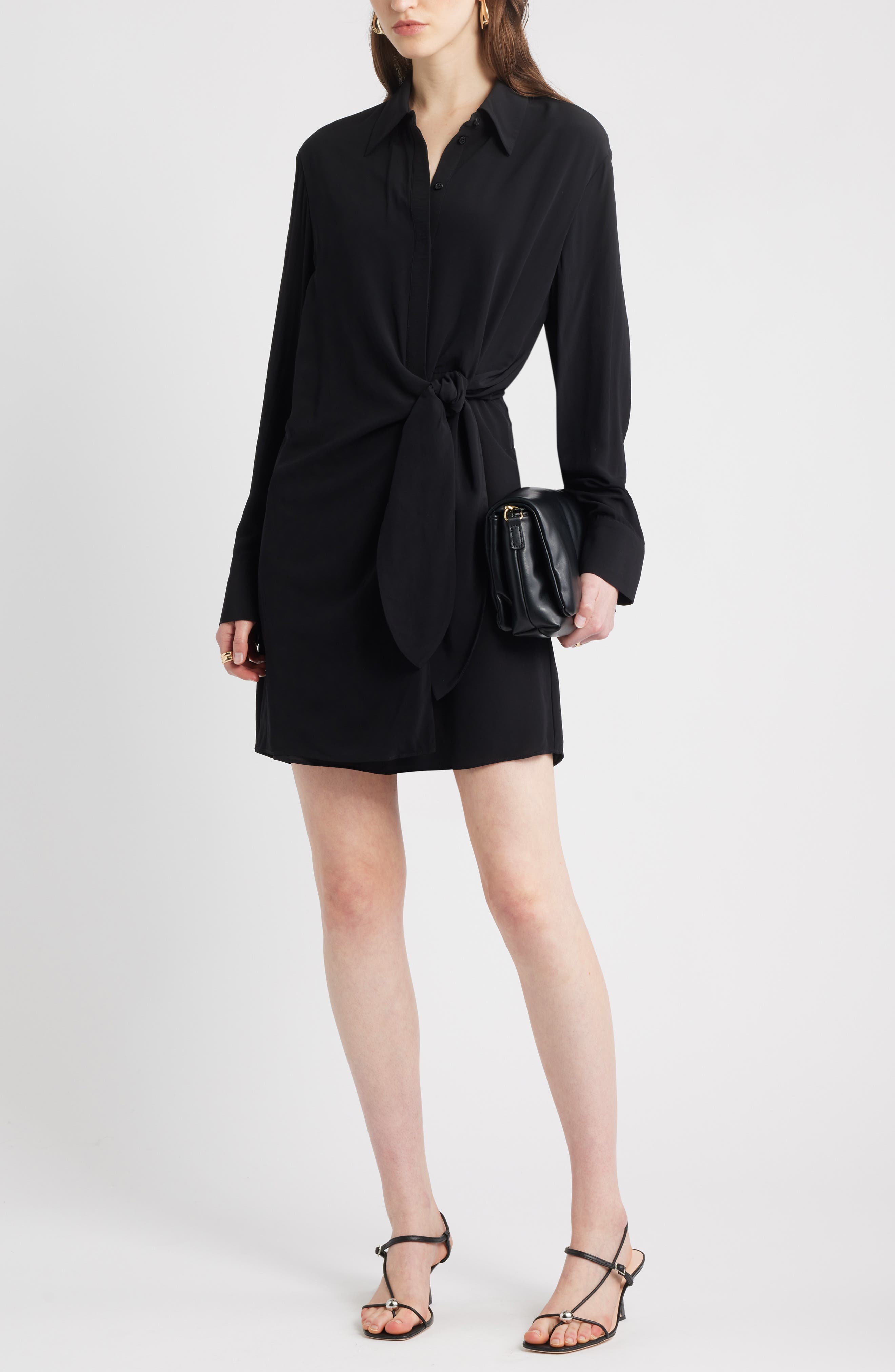 Nordstrom Tie Waist Long Sleeve Shirtdress