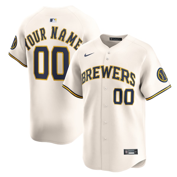Milwaukee Brewers Nike Home Limited Custom Jersey - Cream