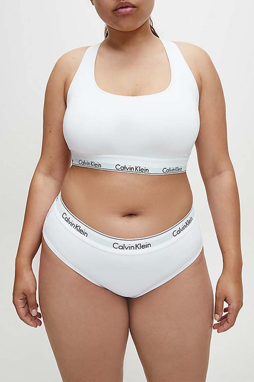 CALVIN KLEIN טופ ספורטיבי לבן פלאס סייז