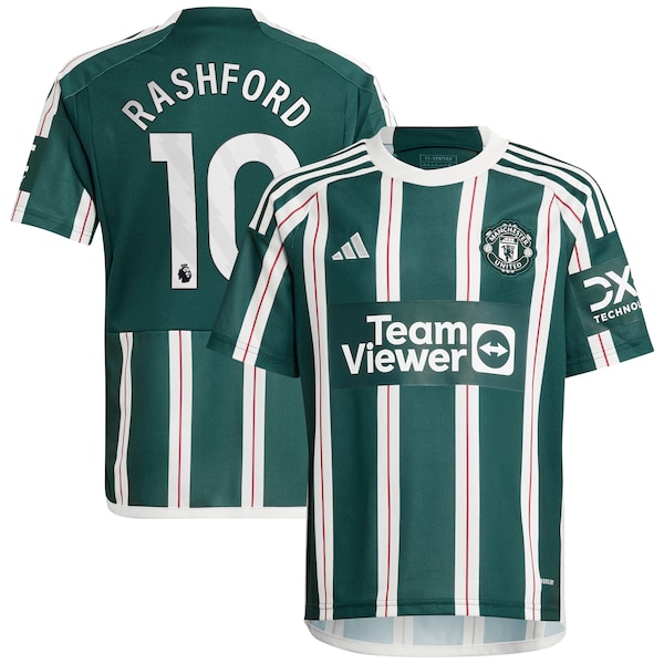 Marcus Rashford Manchester United adidas Youth 2023/24 Away Replica Player Jersey - Green/White