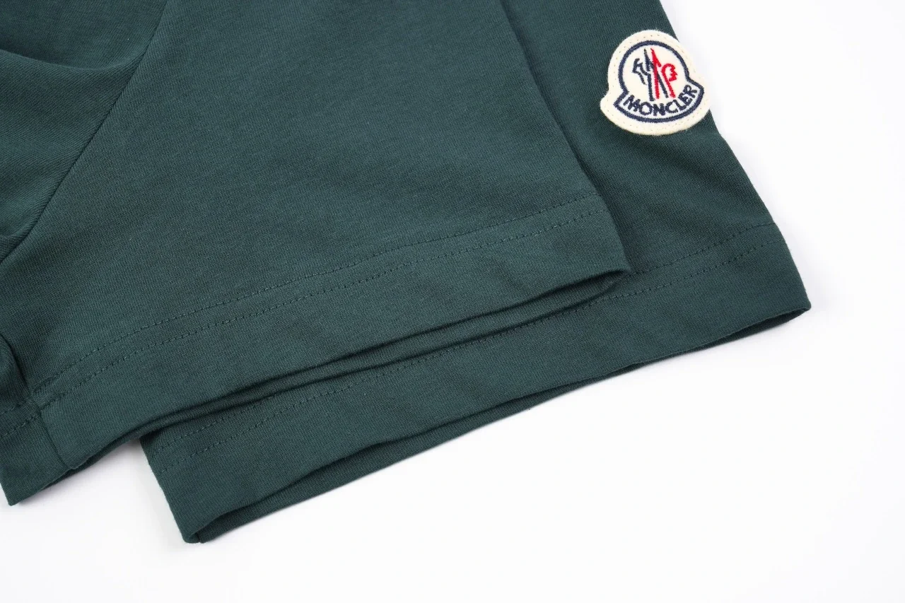 Moncler Dark Green Brown Contrast-Collar Embroidered T-Shirt product photo from LabelPicks