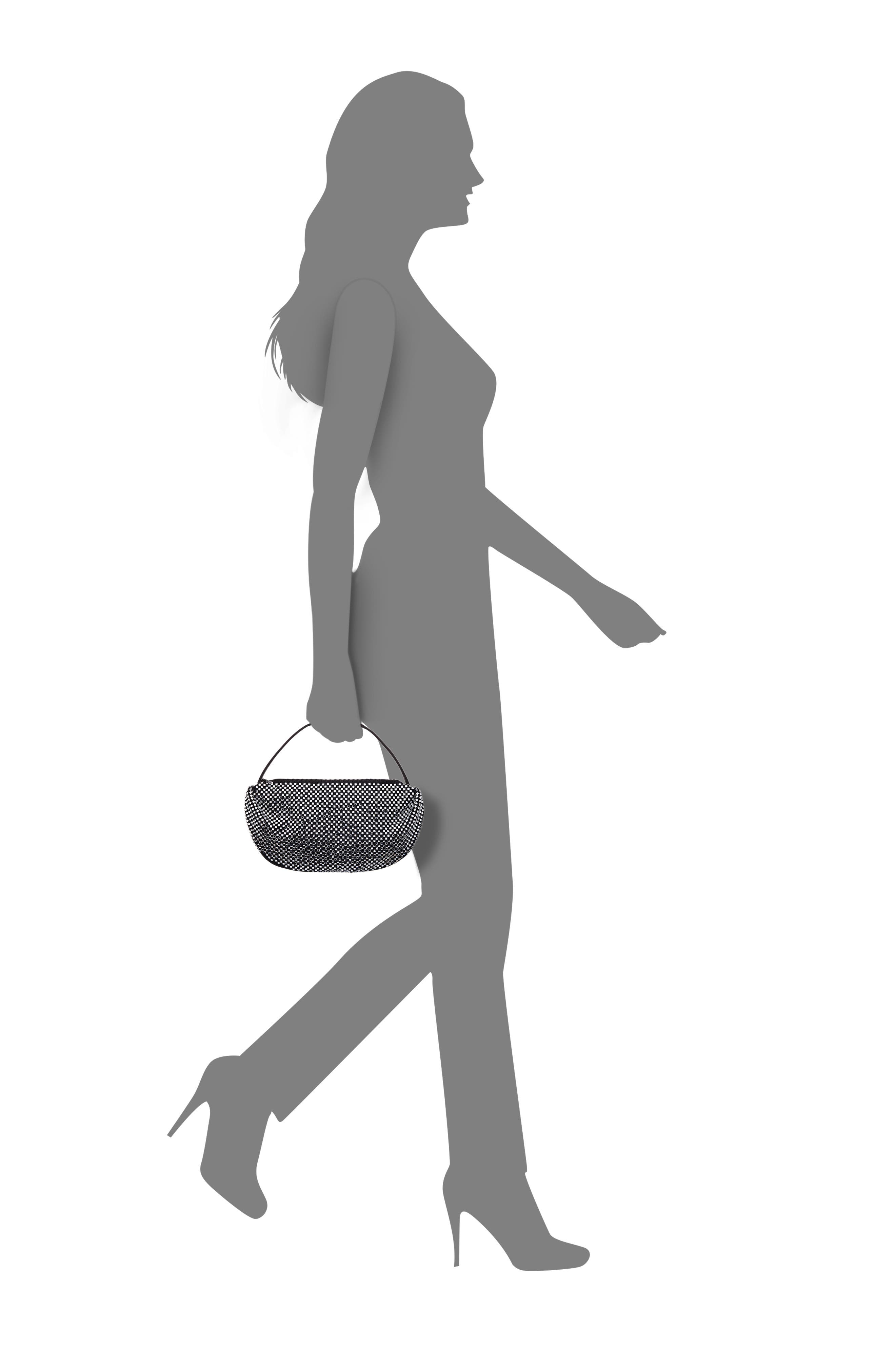 Nina Half Moon Rhinestone Mesh Shoulder Bag