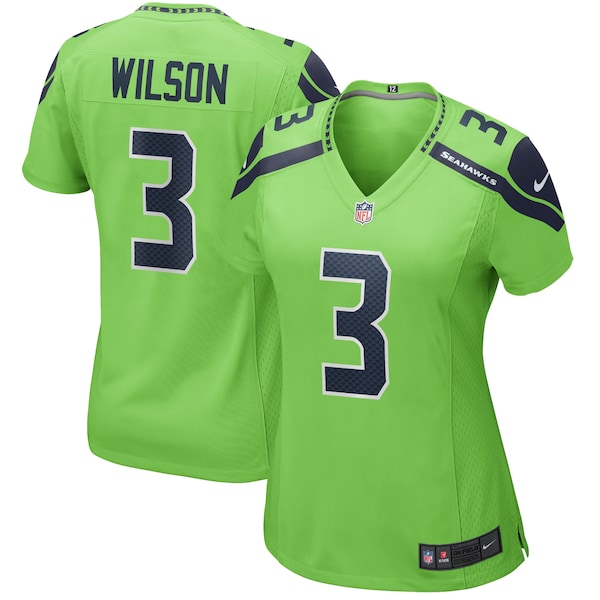 Russell Wilson Seattle Seahawks Nike Women's Alternate Game Jersey - Neon Green/Navy
