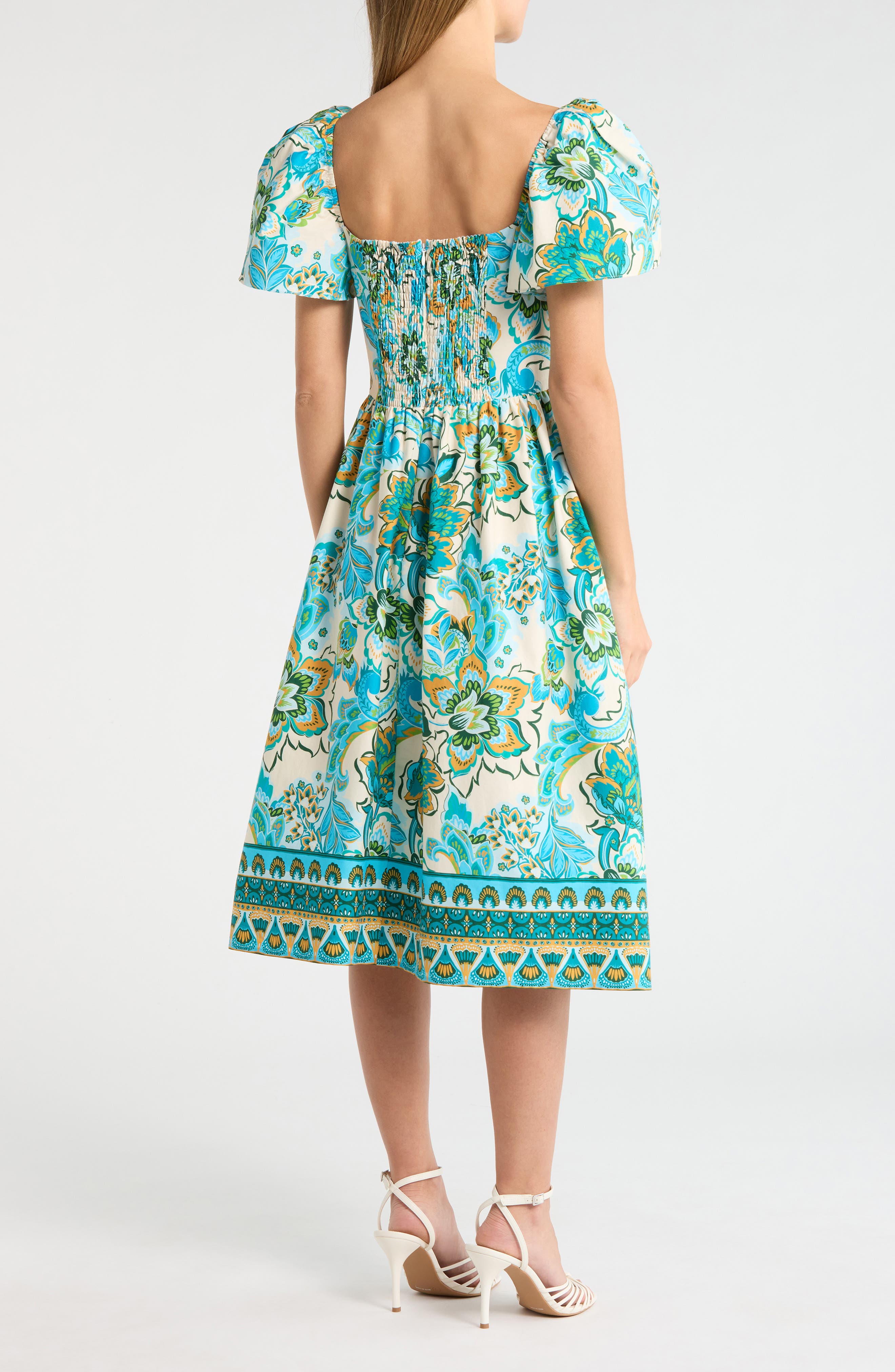 Vince Camuto Flutter Sleeve Cotton Midi Dress