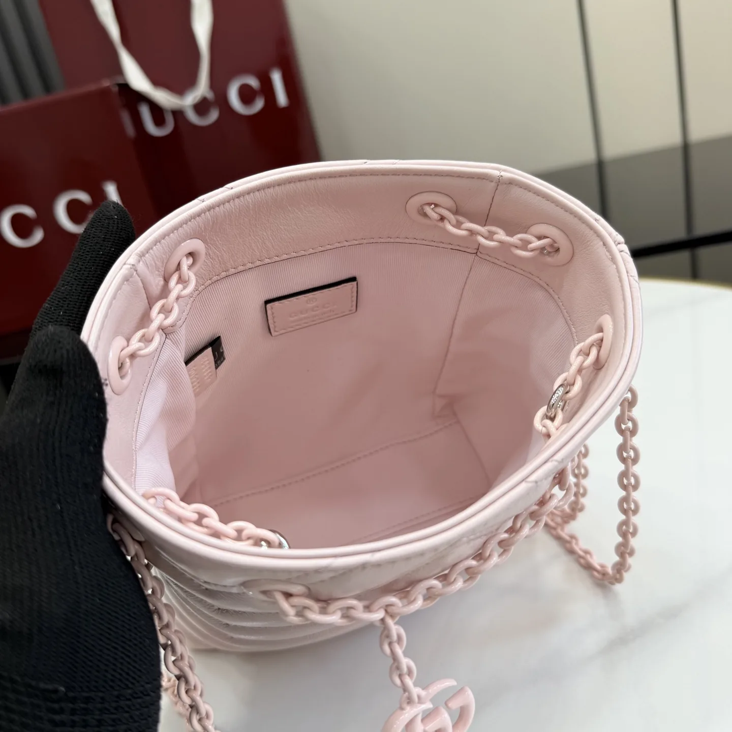 Gucci Marmont Pink GG Supreme Canvas Bucket Bag product photo from LabelPicks