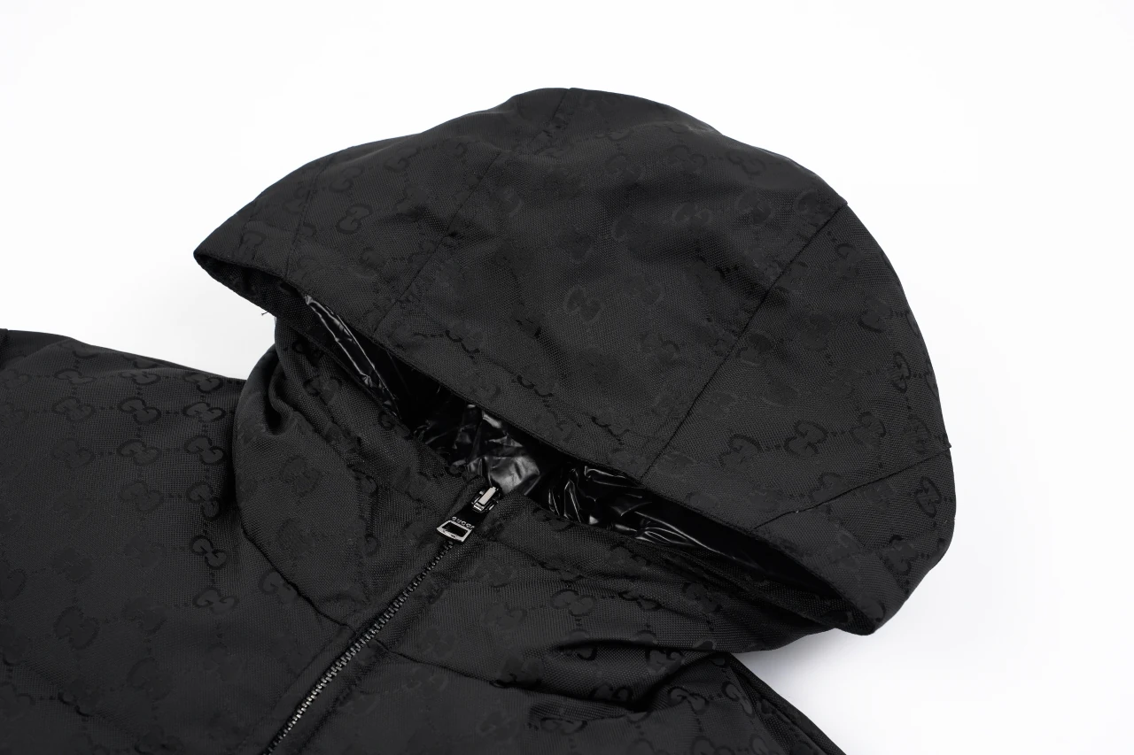 GUCCI Dark Grey Tonal GG Hooded Down Jacket product photo from LabelPicks