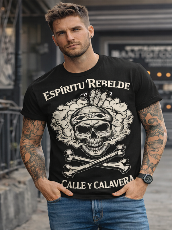 Remera “Espíritu Rebelde” – Calle y Calavera