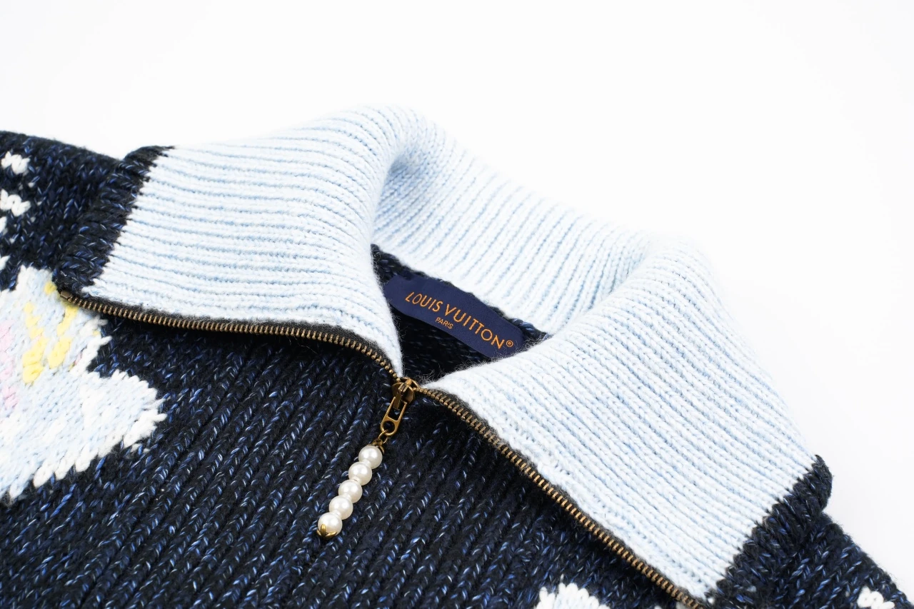 Louis Vuitton Navy Koi Sakura Zip Sweater Jacket product photo from LabelPicks