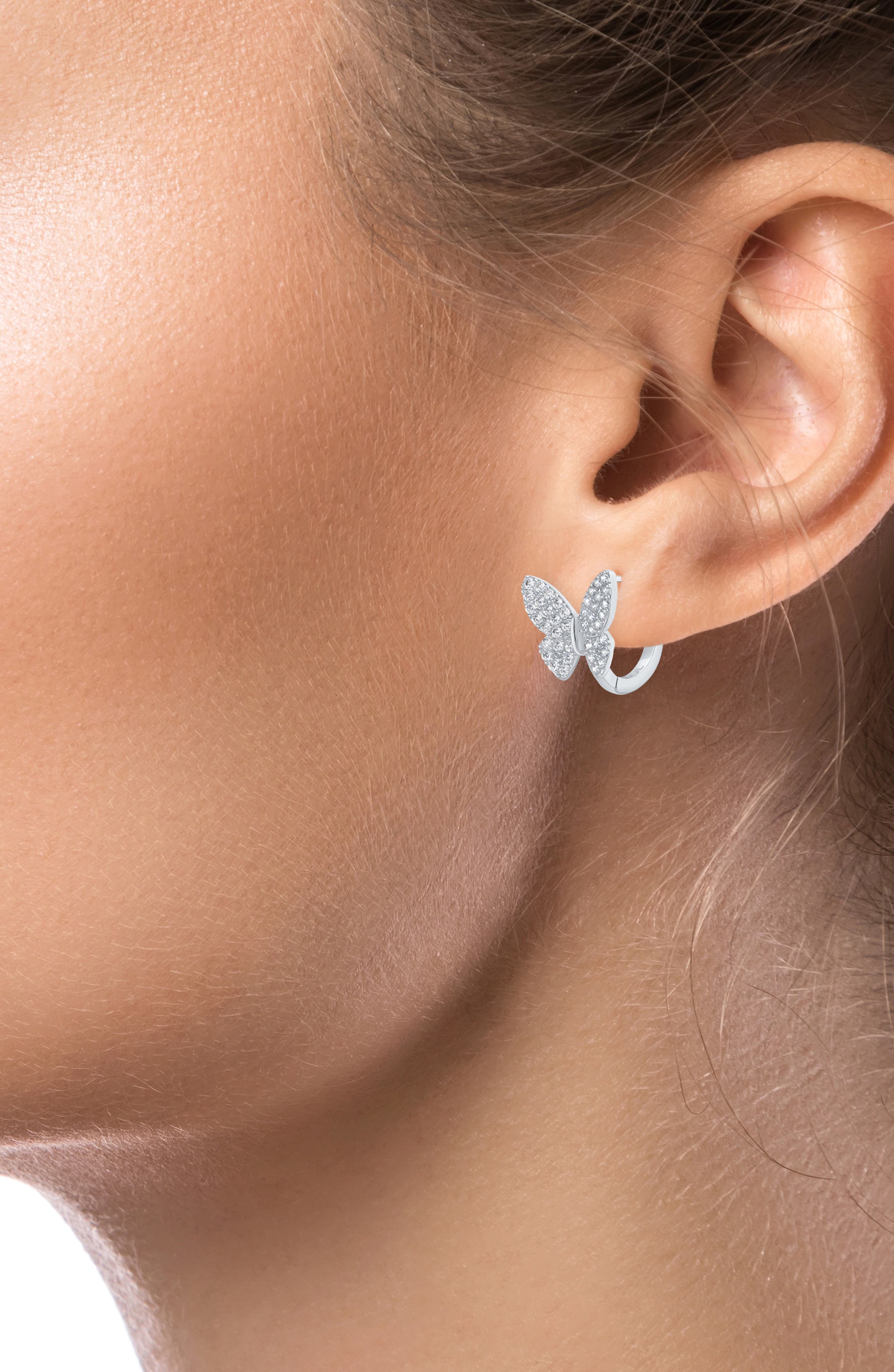 CZ by Kenneth Jay Lane Cubic Zirconia Pavé Butterfly Huggie Hoop Earrings