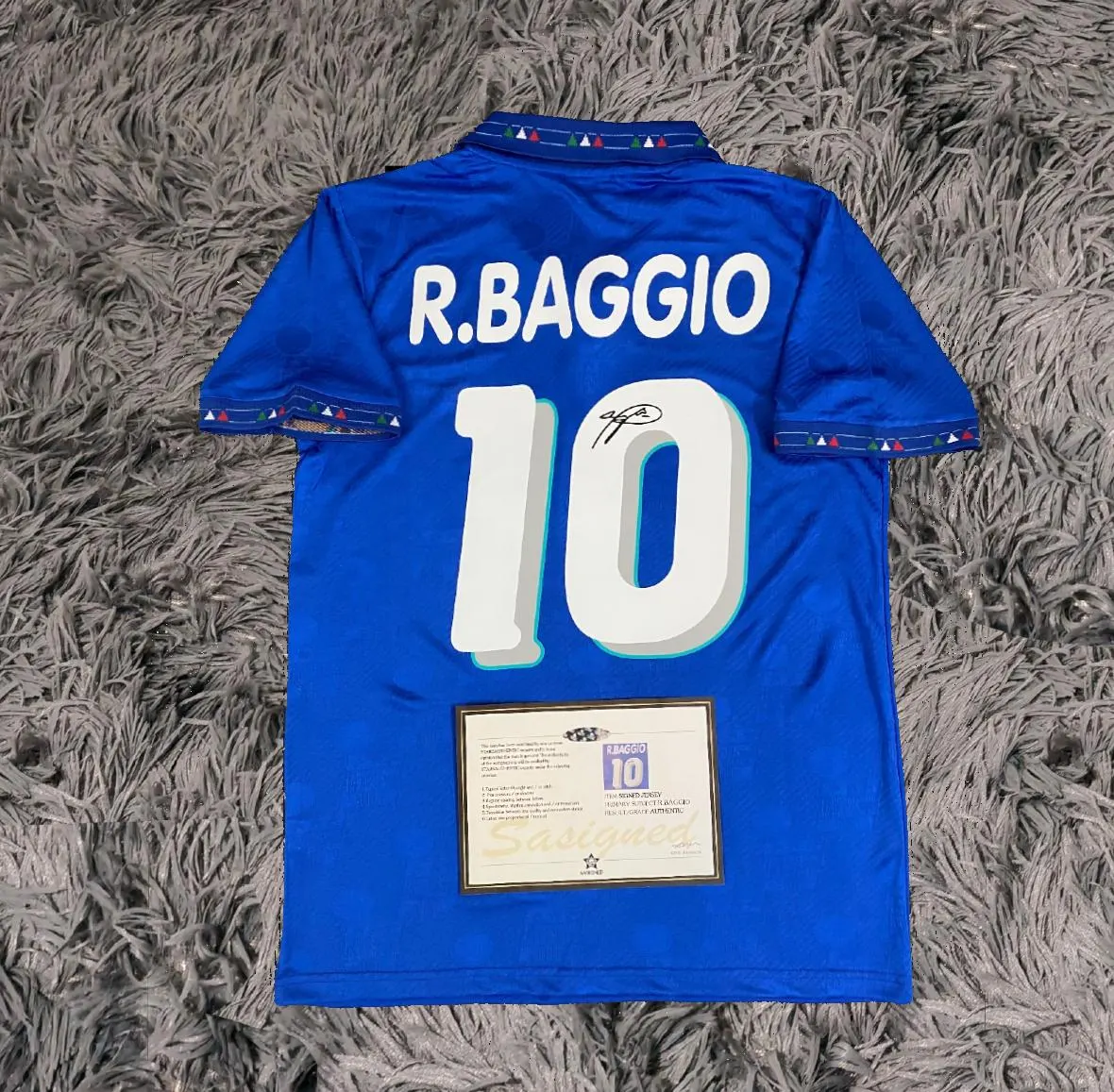Roberto Baggio SIGNED Italy Home WORLD Cup Jersey/Shirt - COA - 1994 Retro