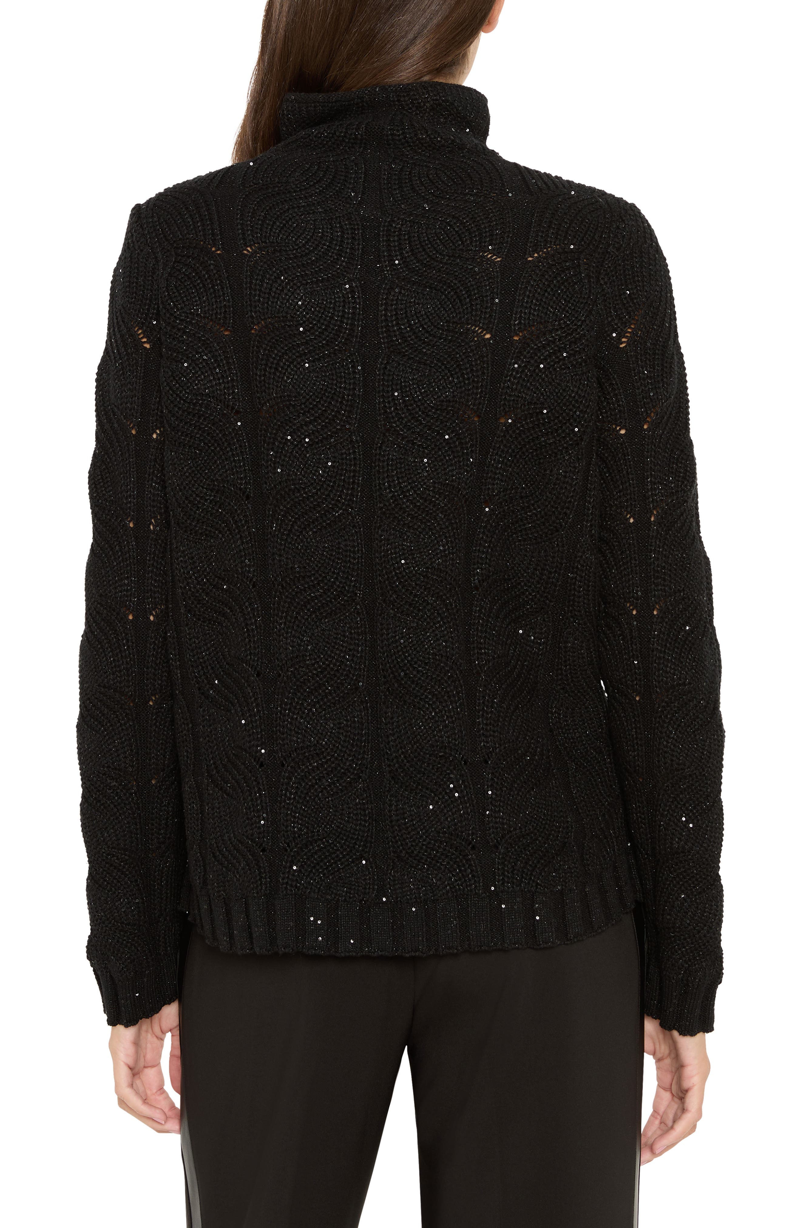NIC+ZOE Sparkle Cable Stitch Cotton Blend Sweater