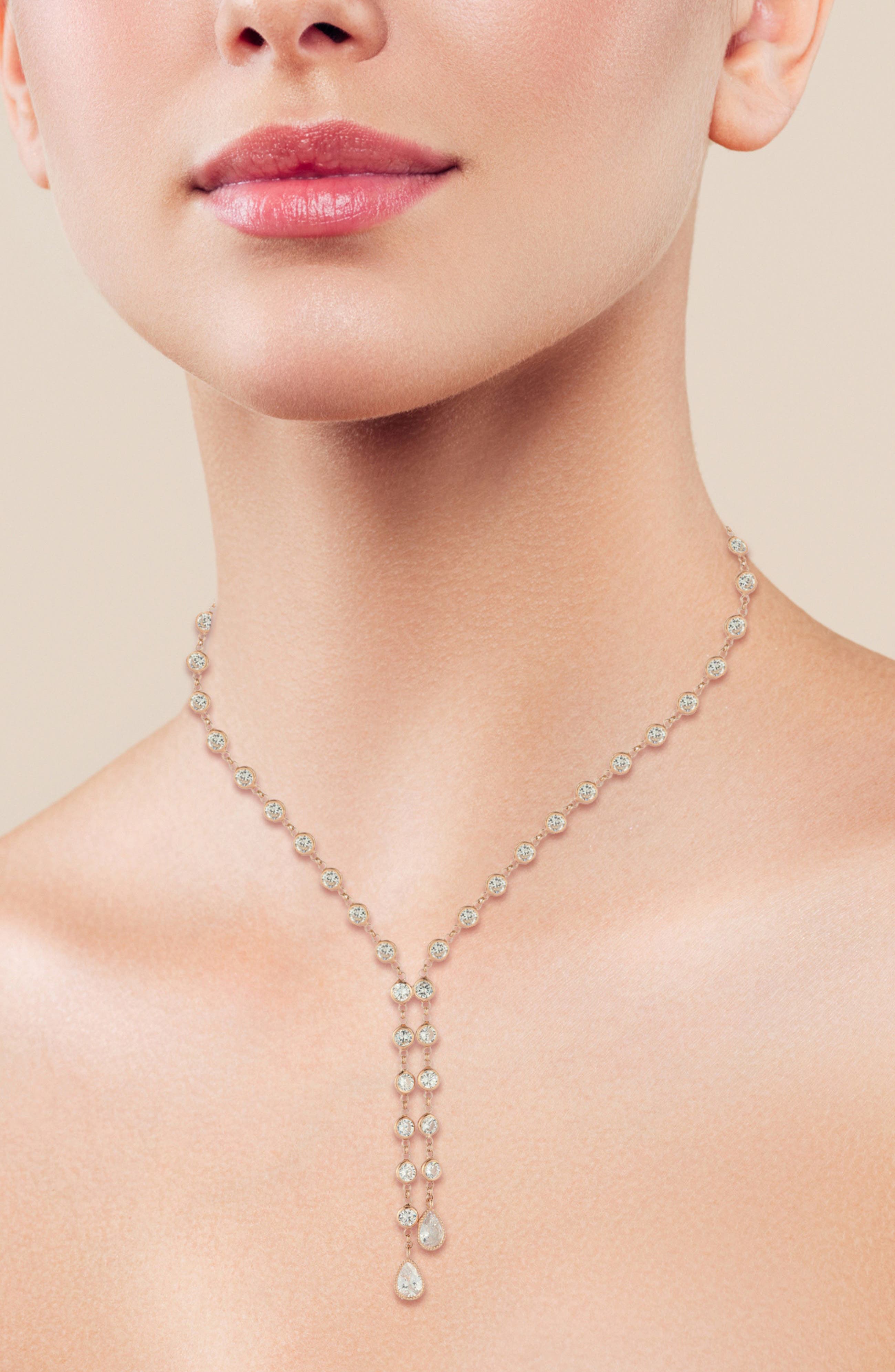 SPHERA MILANO 14K Rose Gold Plated Cubic Zirconia Y-Necklace