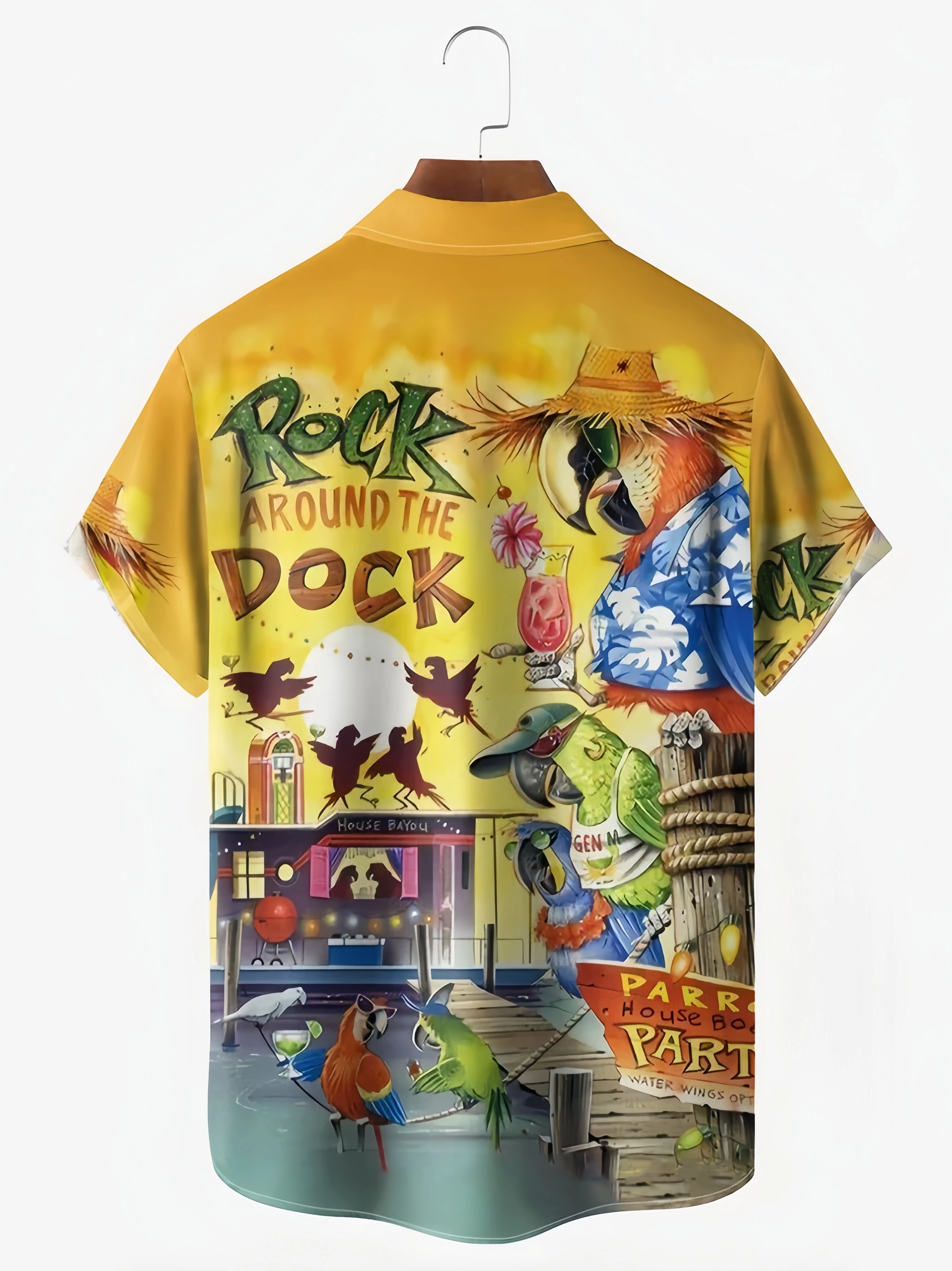 Aloha Parrots Chest Pocket Short Sleeve Hawaiian Shirt