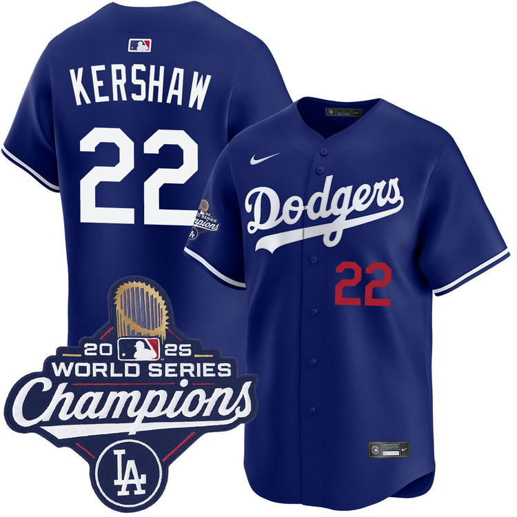 Clayton Kershaw Los Angeles Dodgers Nike 2025 World Series Champions Limited Jersey - Royal