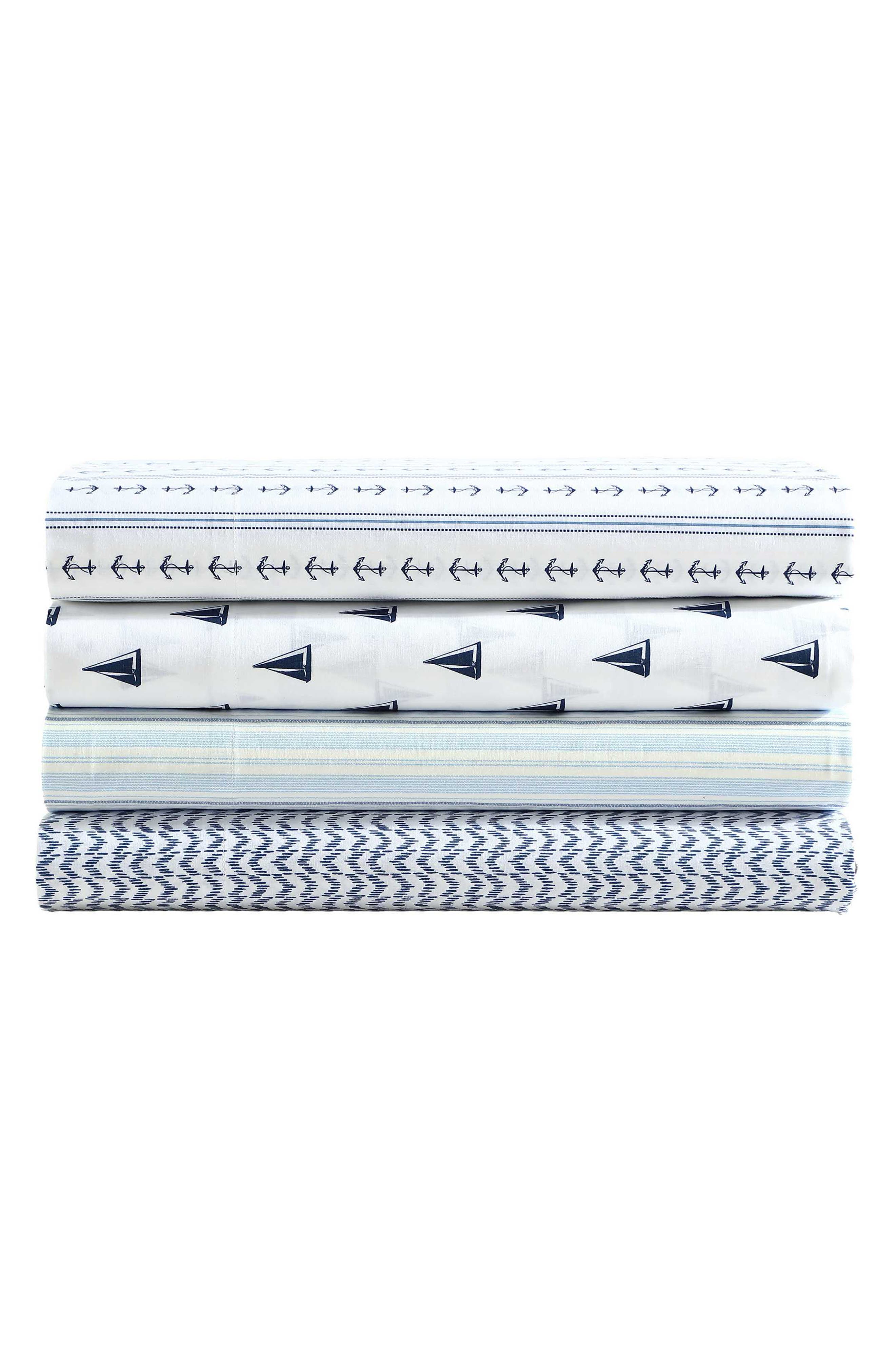 Nautica Windtale Boat Print 200 Thread Count Cotton Percale Sheet Set