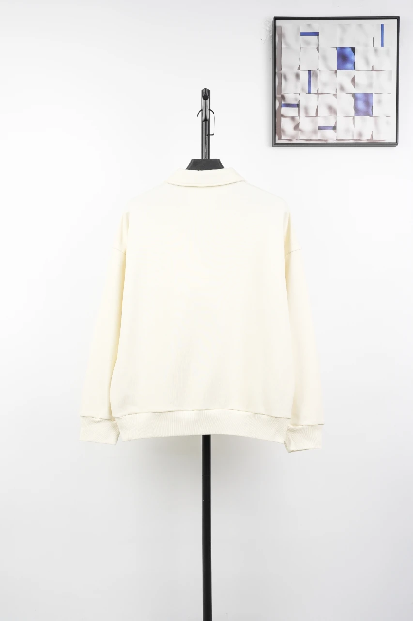 Ralph Lauren Off White Pony Embroidered Half Zip Long Sleeve Polo Shirt product photo from LabelPicks