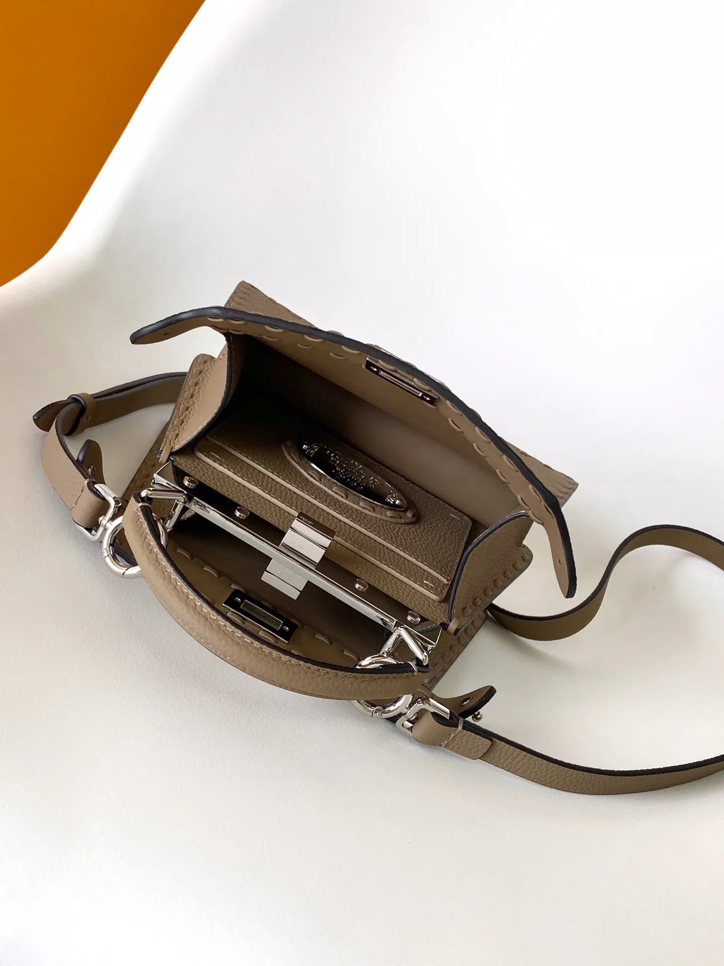 Fendi Grey Peekaboo Calfskin Top Handle Bag product photo from LabelPicks