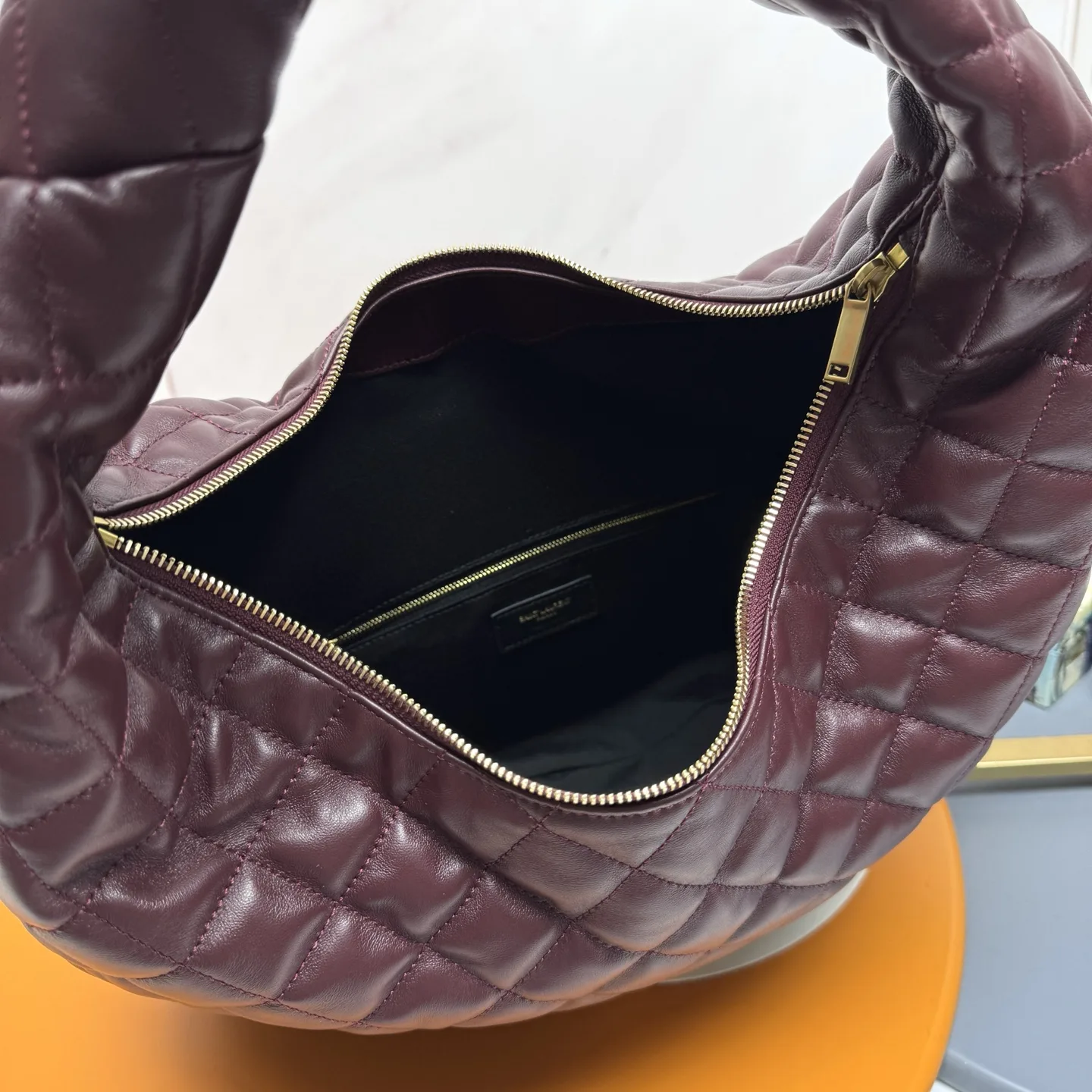 Saint Laurent Burgundy Icare Lambskin Hobo Bag product photo from LabelPicks
