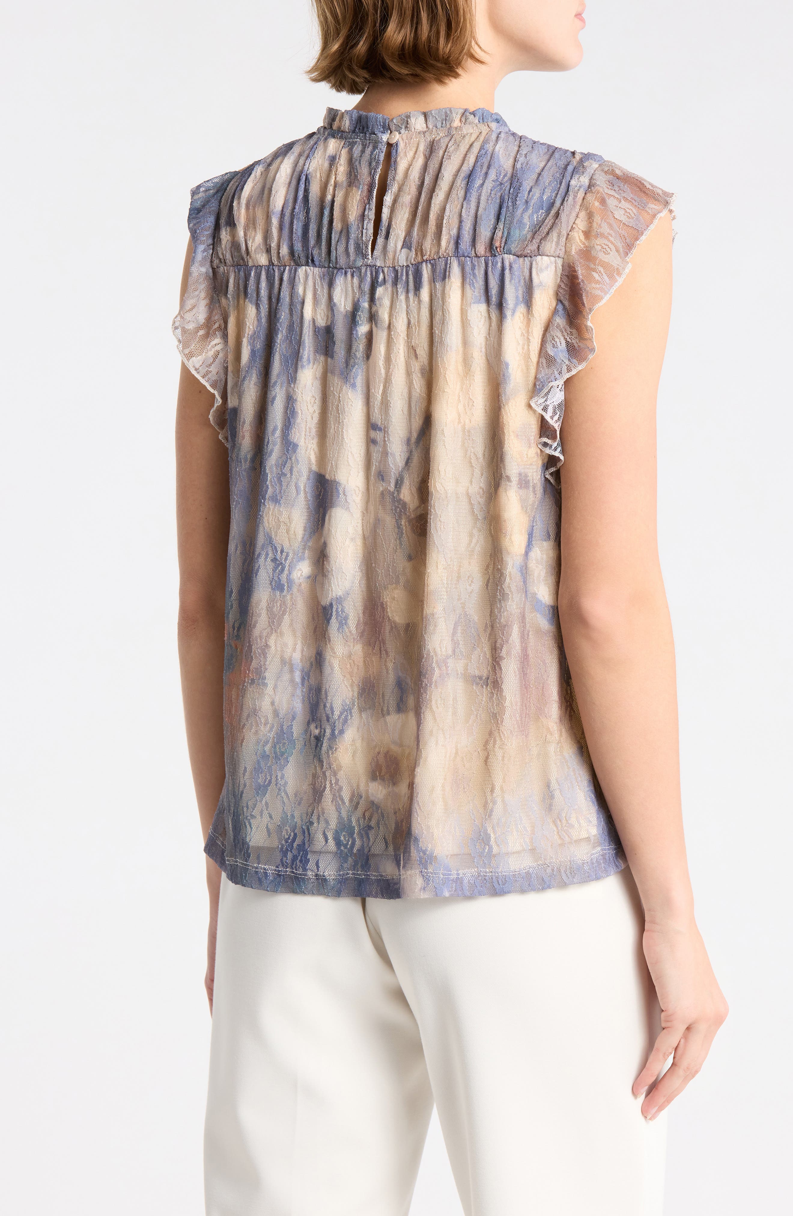 DR2 by Daniel Rainn Flutter Sleeve Lace Top