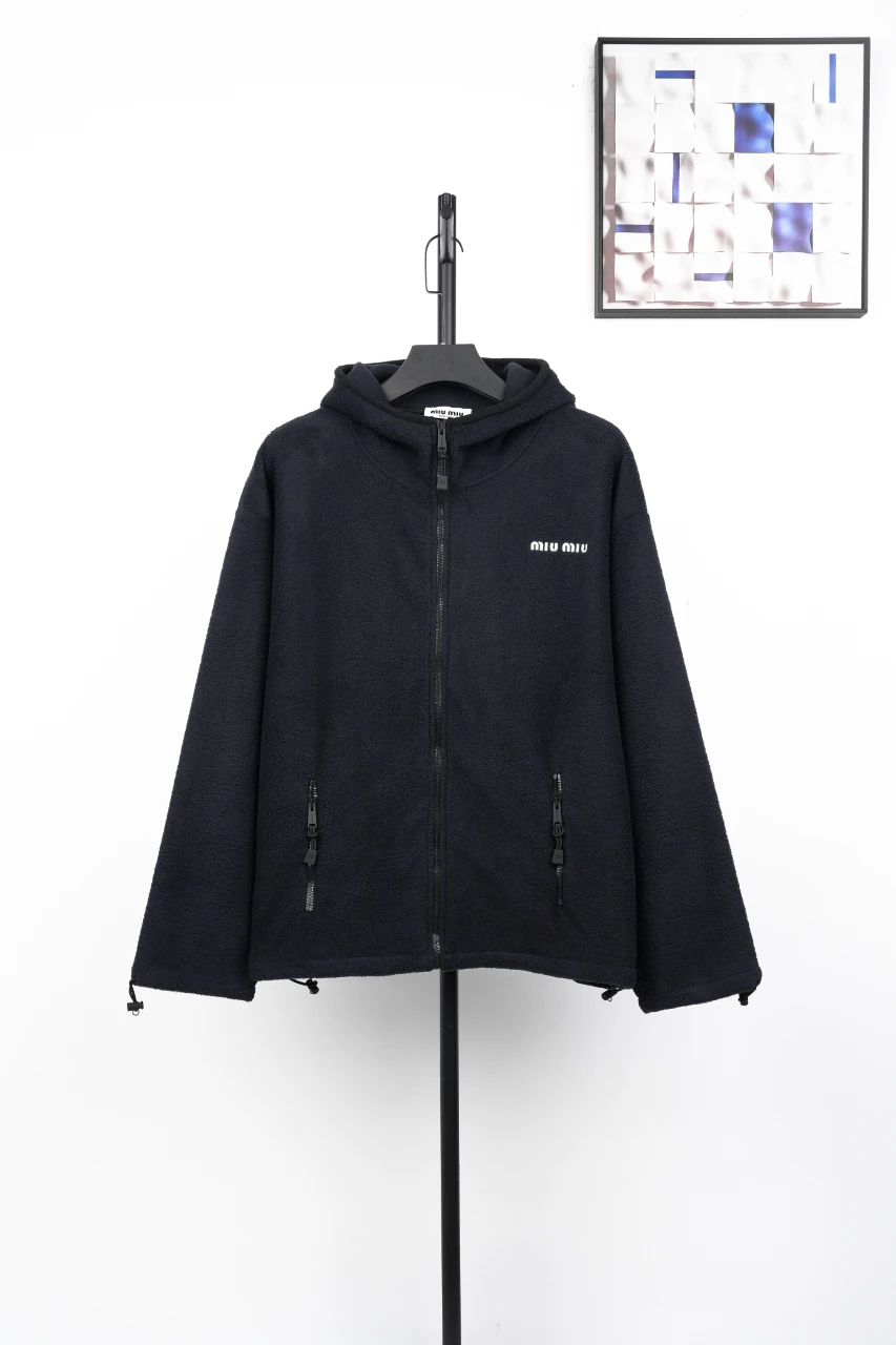 Miu Miu Black Fleece Hooded Zip Jacket product photo from LabelPicks