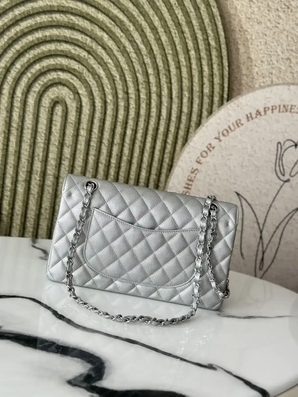 Chanel Classic Flap Silver Calfskin Shoulder Bag product photo from LabelPicks