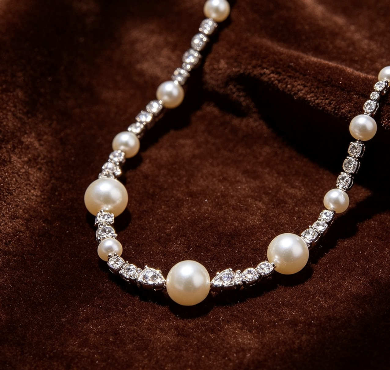 Solvellae Baroque Pearl Station Necklace
